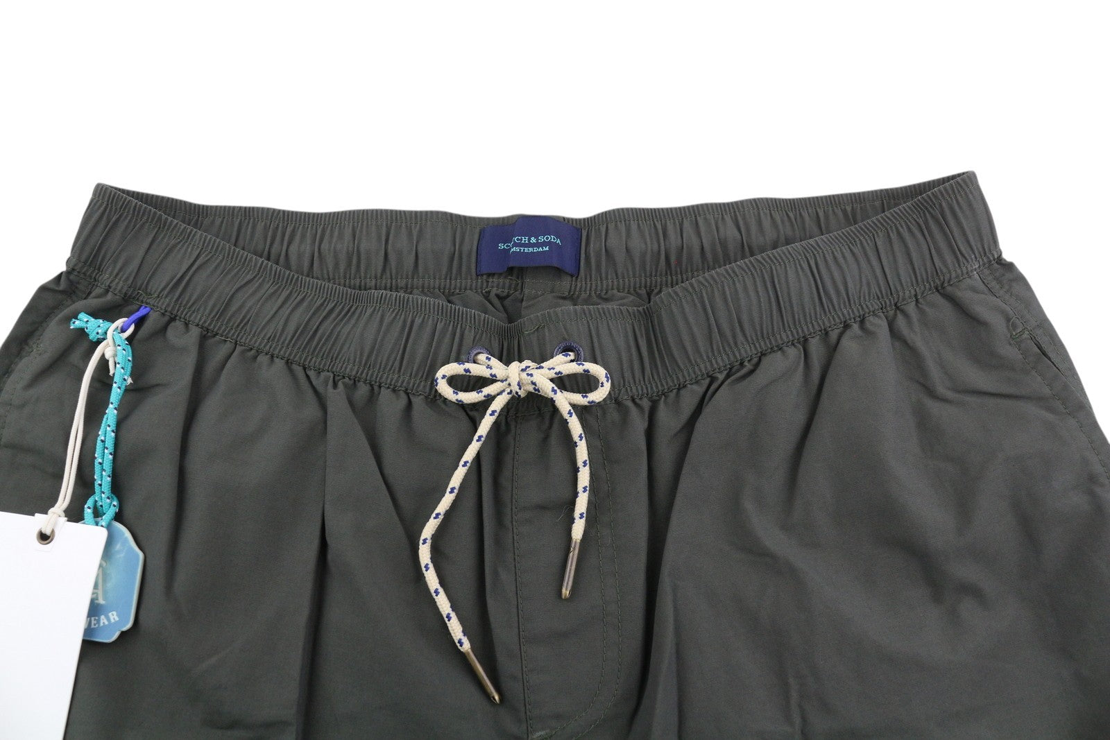 SCOTCH & SODA Men Swimwear ~W30 Dark Khaki Elastic Waist Mesh Lined Beach Bottom