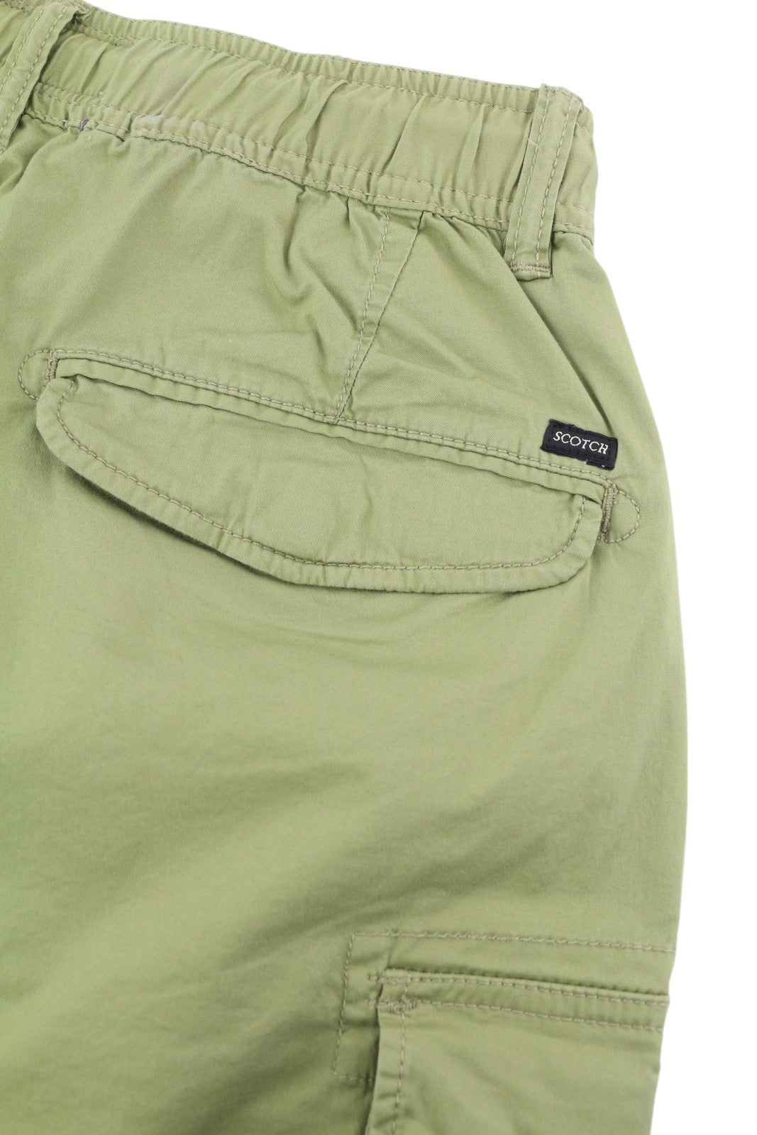 SCOTCH & SODA Men Shorts W30 Green Cargo Elastic Waist Patch Pockets Casual