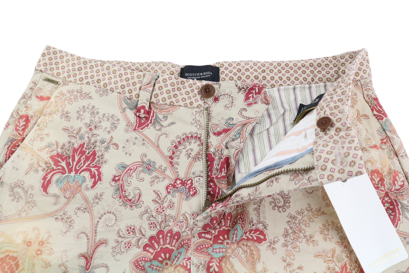 SCOTCH & SODA Men Shorts W30 Chino Colourful Paisley Print 5-Design Pockets