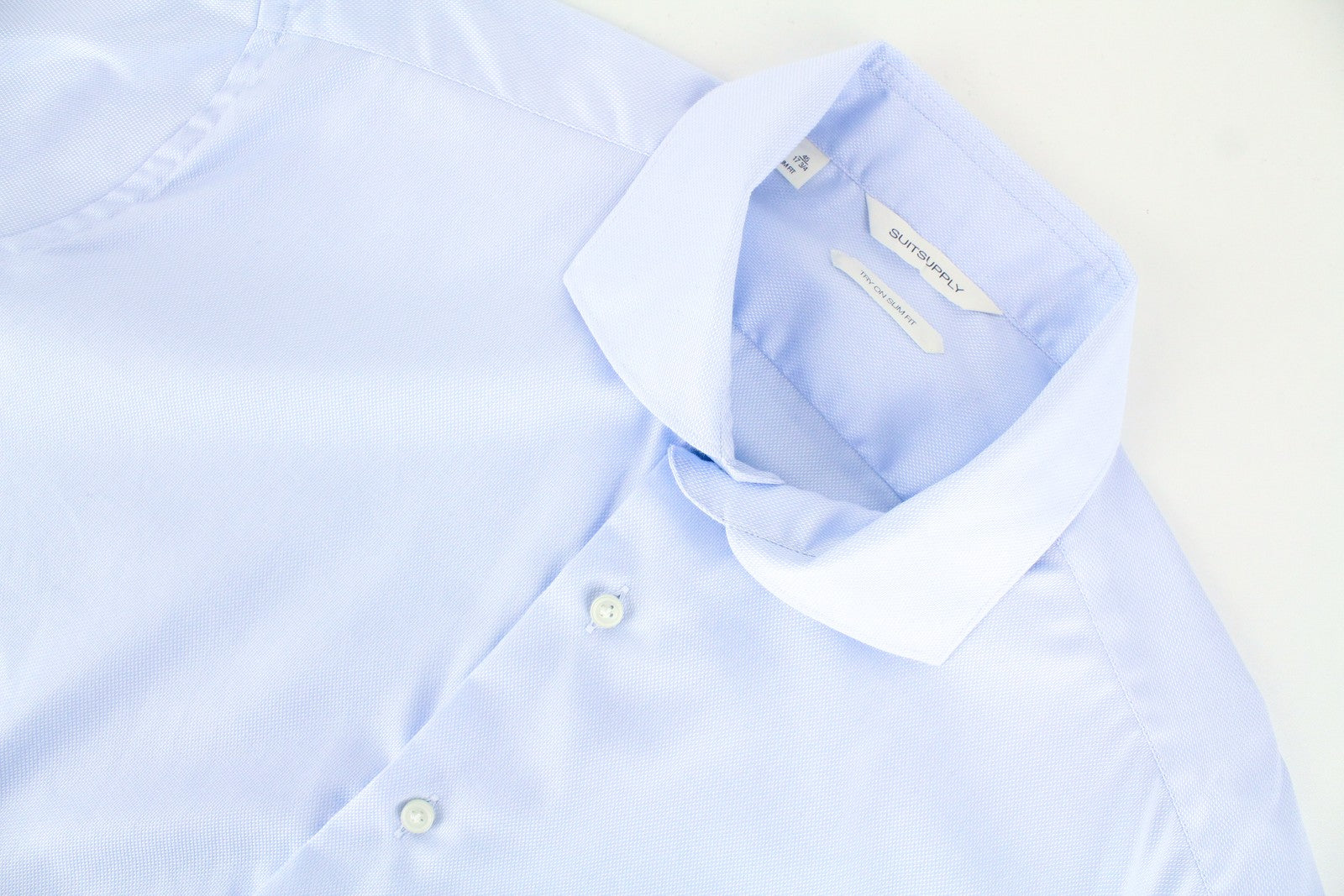 „SUITSUPPLY“ vyriški marškinėliai su sagomis, 45/17,75 mėlyni, klasikinio stiliaus, liekno kirpimo, formalūs, pasimatuoti 