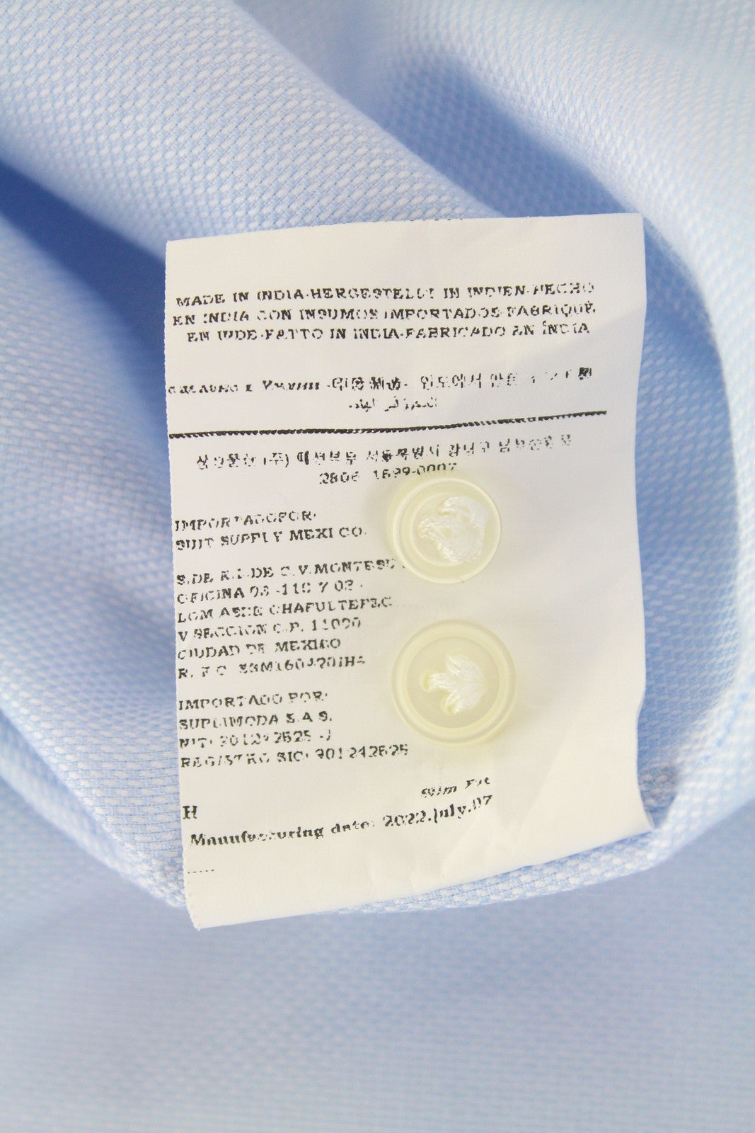 „SUITSUPPLY“ vyriški marškinėliai su sagomis, 45/17,75 mėlyni, klasikinio stiliaus, liekno kirpimo, formalūs, pasimatuoti 