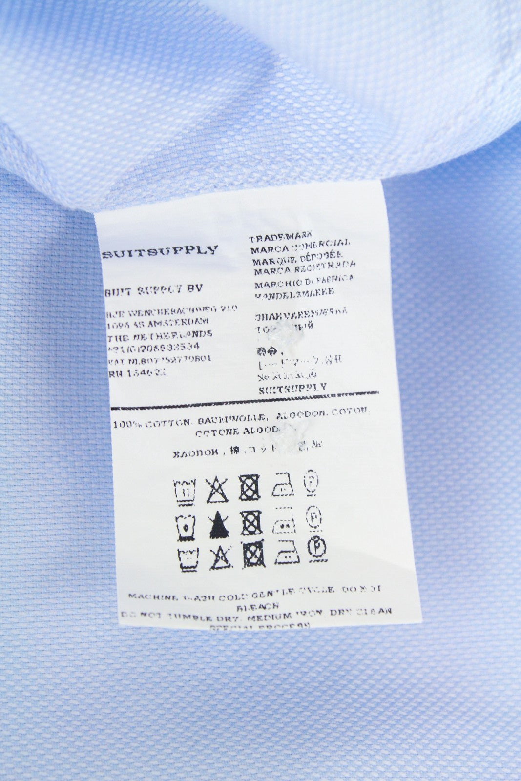 „SUITSUPPLY“ vyriški marškinėliai su sagomis, 45/17,75 mėlyni, klasikinio stiliaus, liekno kirpimo, formalūs, pasimatuoti 