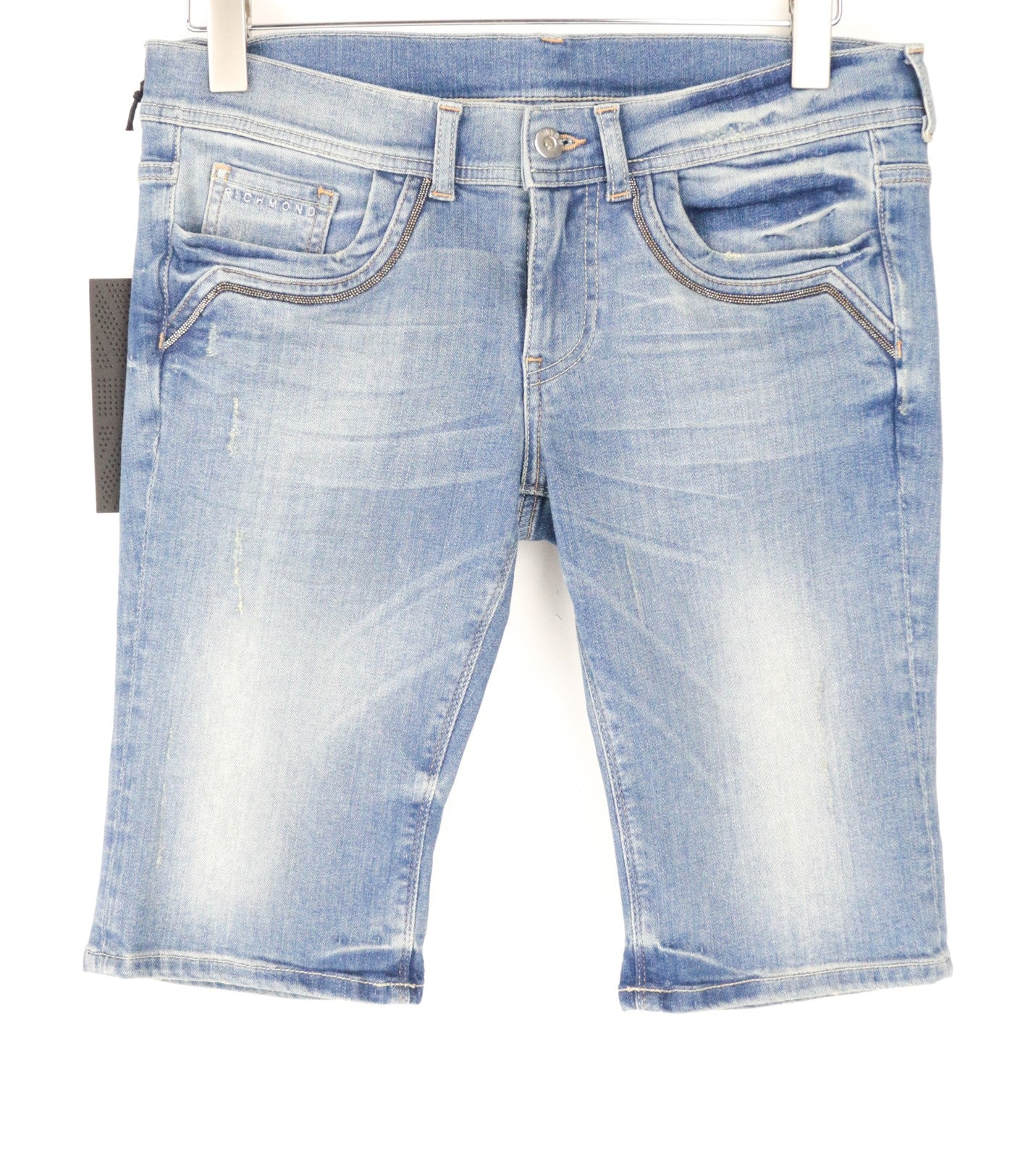 RICHMOND Men's Shorts IT28 Blue Low-Rise Designer Denim Stretch Distressed