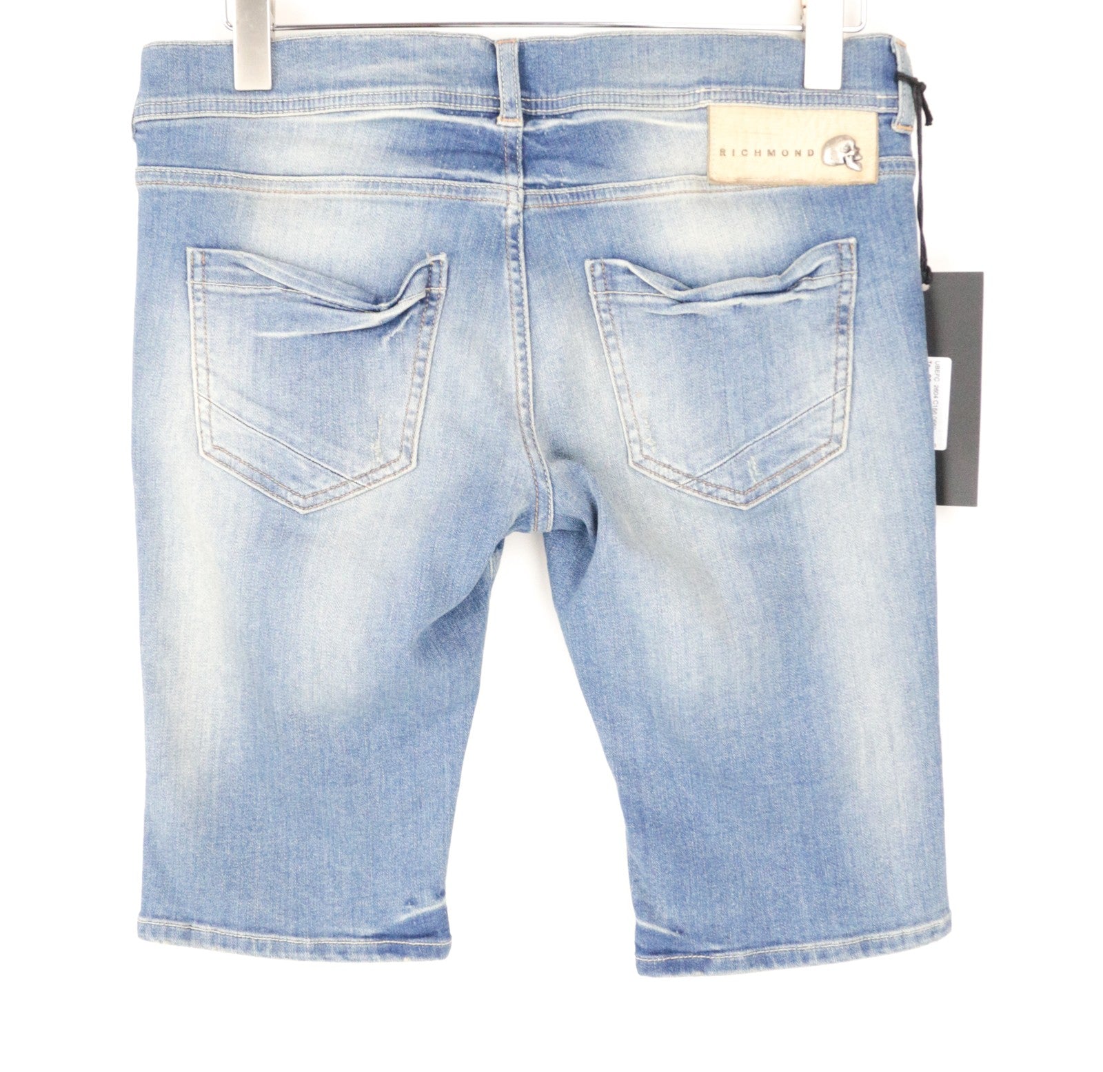 RICHMOND Men's Shorts IT28 Blue Low-Rise Designer Denim Stretch Distressed