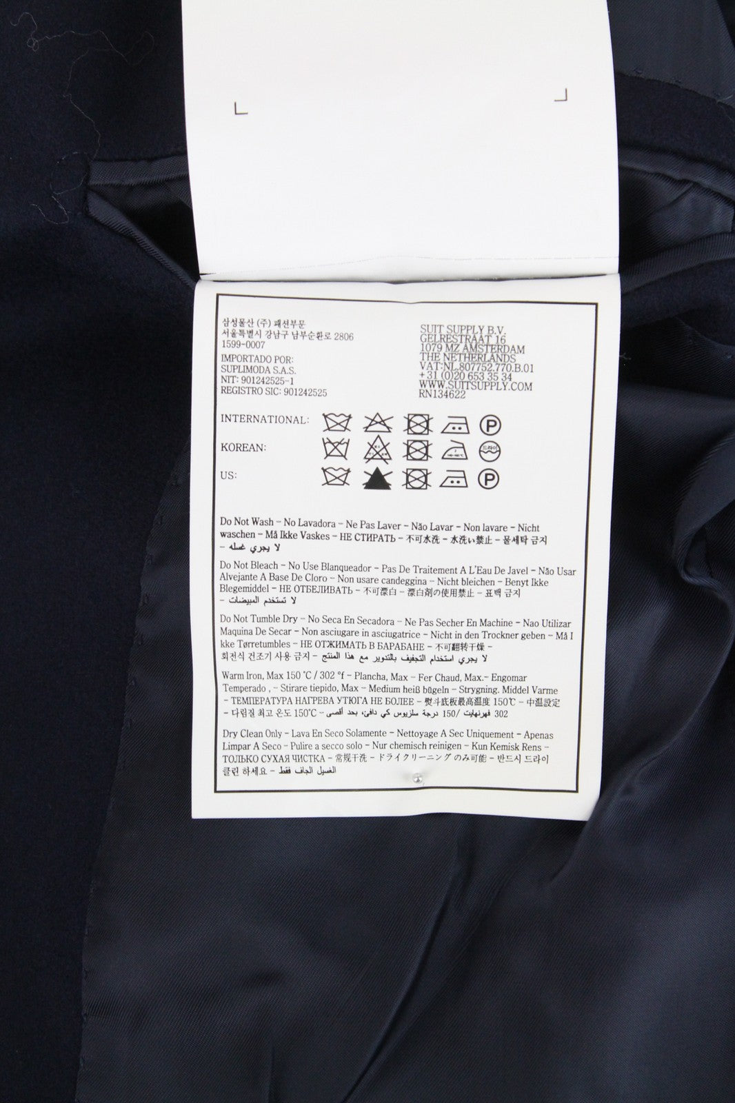 „SUITSUPPLY Vicenza“ vyriškas berniukiškas paltas, UK30R, tamsiai mėlynas, flanelės, vilnonis, vieneilis 