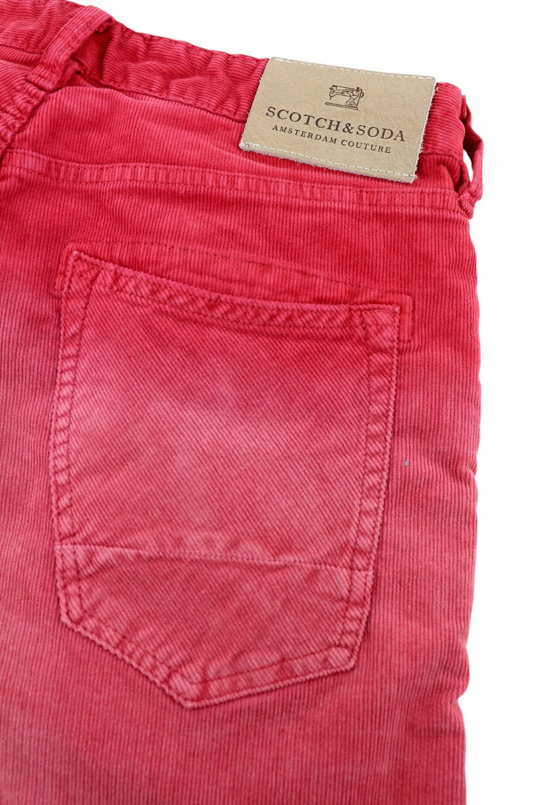 SCOTCH & SODA Men Shorts W29 Chino Corduroy Washed Red Button Fly Logo Casual