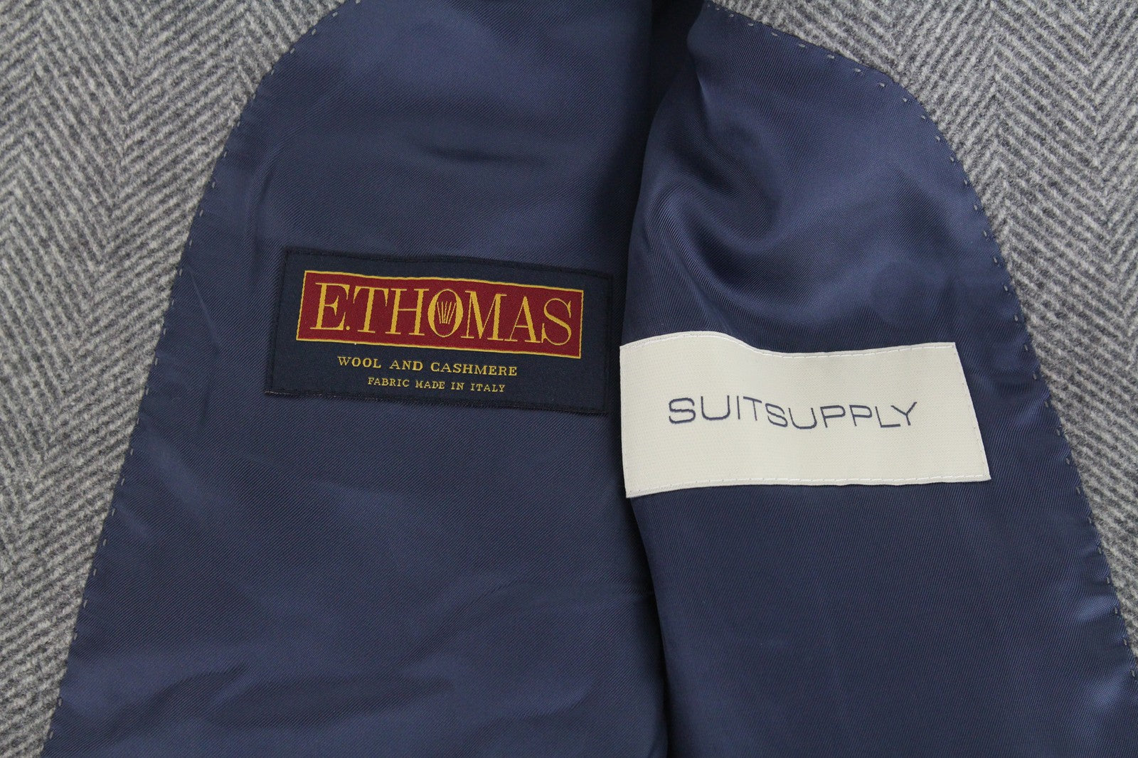 „SUITSUPPLY Vicenza“ vyriškas paltas, UK36R, flanelės, vilnos, kašmyro, pilkas, vidutinio ilgio 