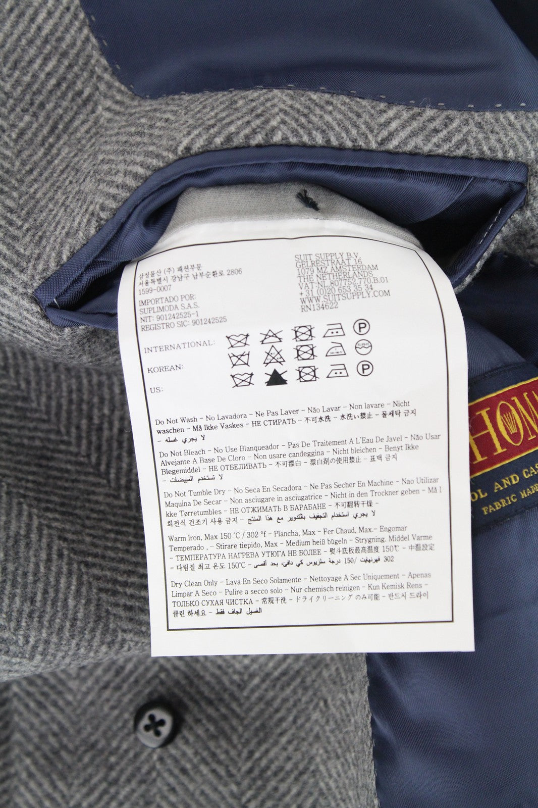 „SUITSUPPLY Vicenza“ vyriškas paltas, UK36R, flanelės, vilnos, kašmyro, pilkas, vidutinio ilgio 