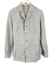 SUITSUPPLY vyriška striukė su „Sahara Pocket“ UK38R pilka gryno lino palaidinė be pamušalo 