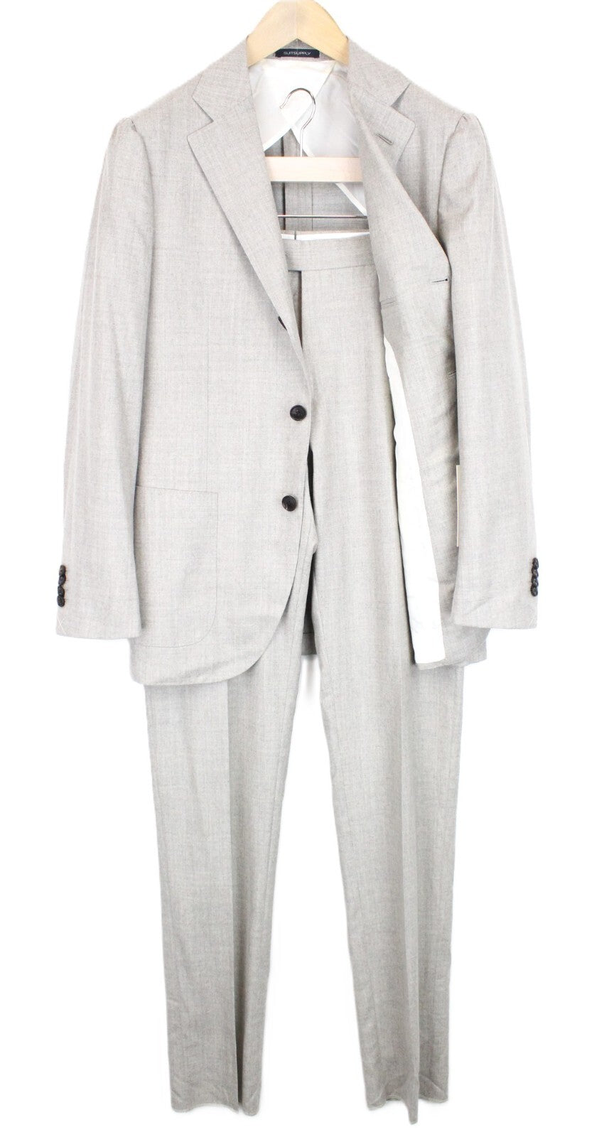 SUITSUPPLY Jort La Spalla vyriškas kostiumas, UK38R, vilnonis kašmyras, smėlio rudos spalvos, rekomenduojama mažmeninė kaina – 739 USD 