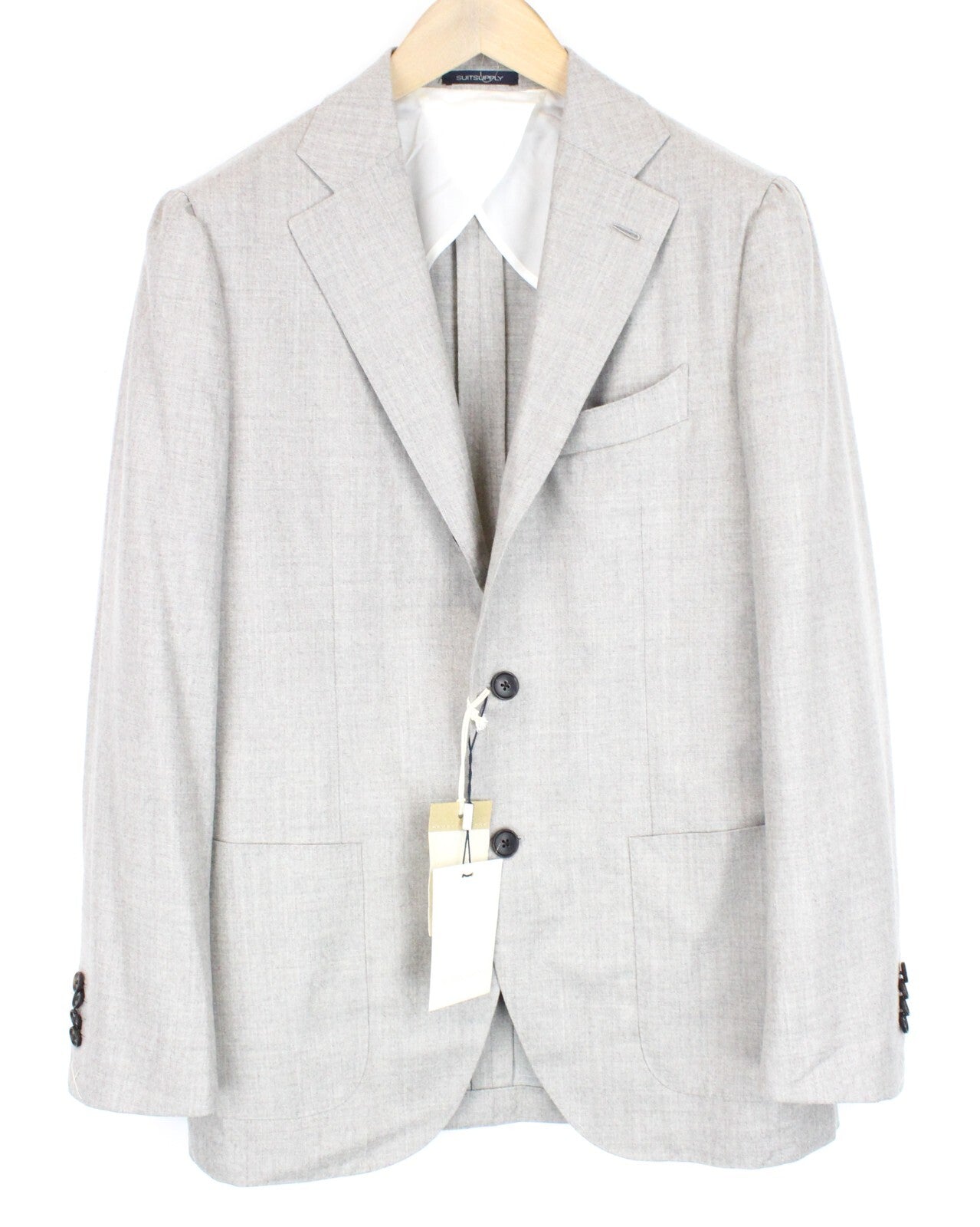 SUITSUPPLY Jort La Spalla vyriškas kostiumas, UK38R, vilnonis kašmyras, smėlio rudos spalvos, rekomenduojama mažmeninė kaina – 739 USD 