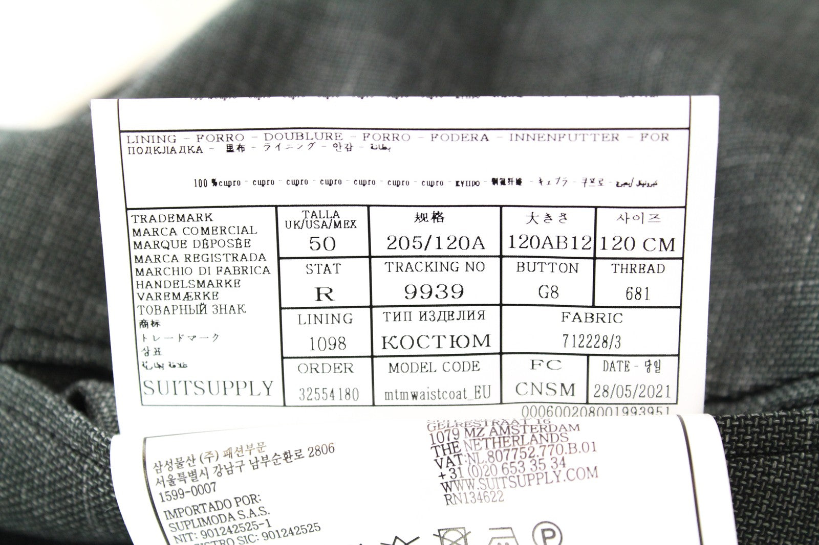 SUITSUPPLY La Spalla vyriškas kostiumas, žalias, 3 dalių, vilnonis, lininis, šilkinis, klostuotas, UK50R 