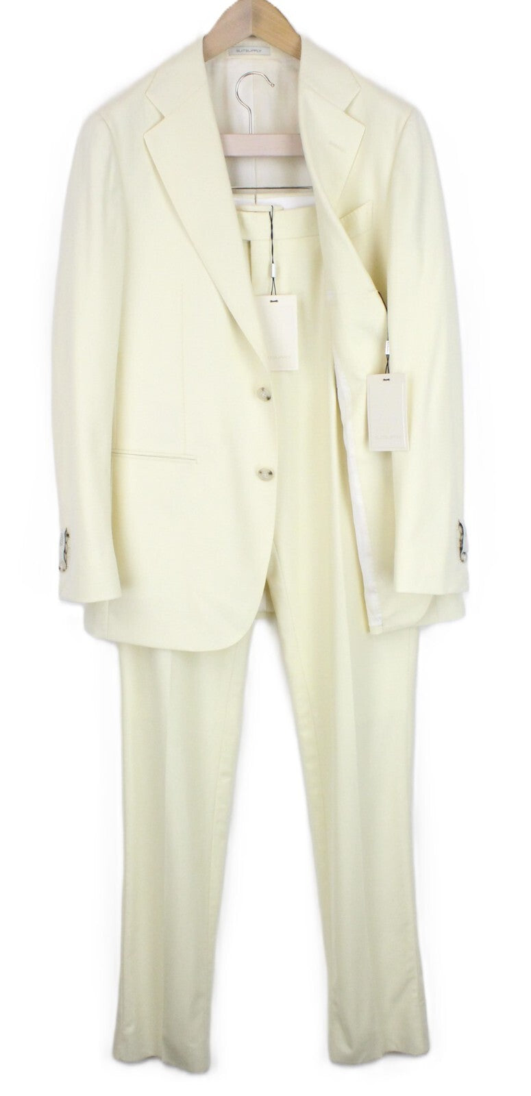 SUITSUPPLY Havana Jetted Men's Suit UK40R Wool Slim Off-White 2 Piece Classic
