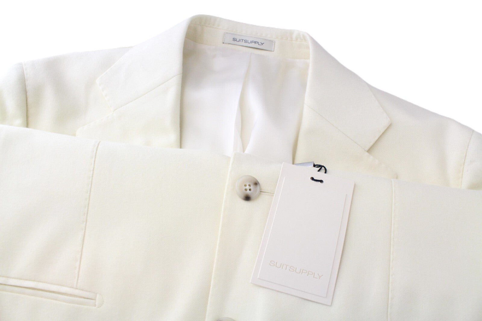 SUITSUPPLY Havana Jetted Men's Suit UK40R Wool Slim Off-White 2 Piece Classic