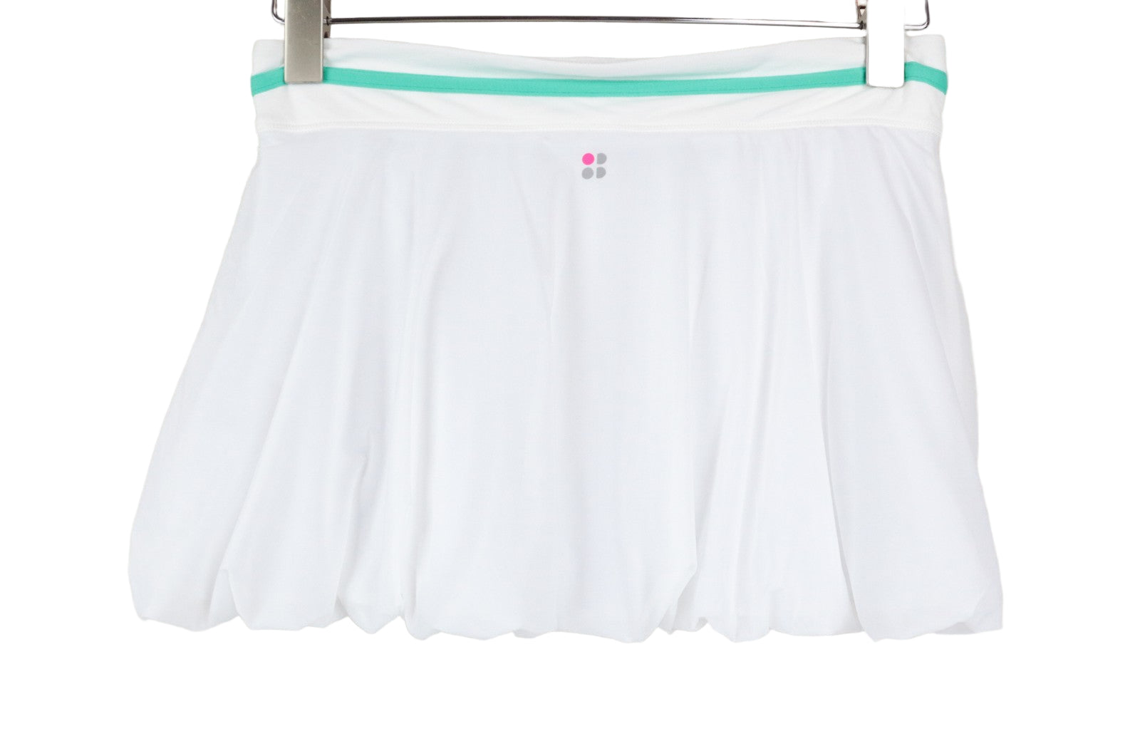 SWEATY BETTY moteriškas „Match Play“ sijonas XS, baltas, burbulinis, tamprus teniso sijonas 