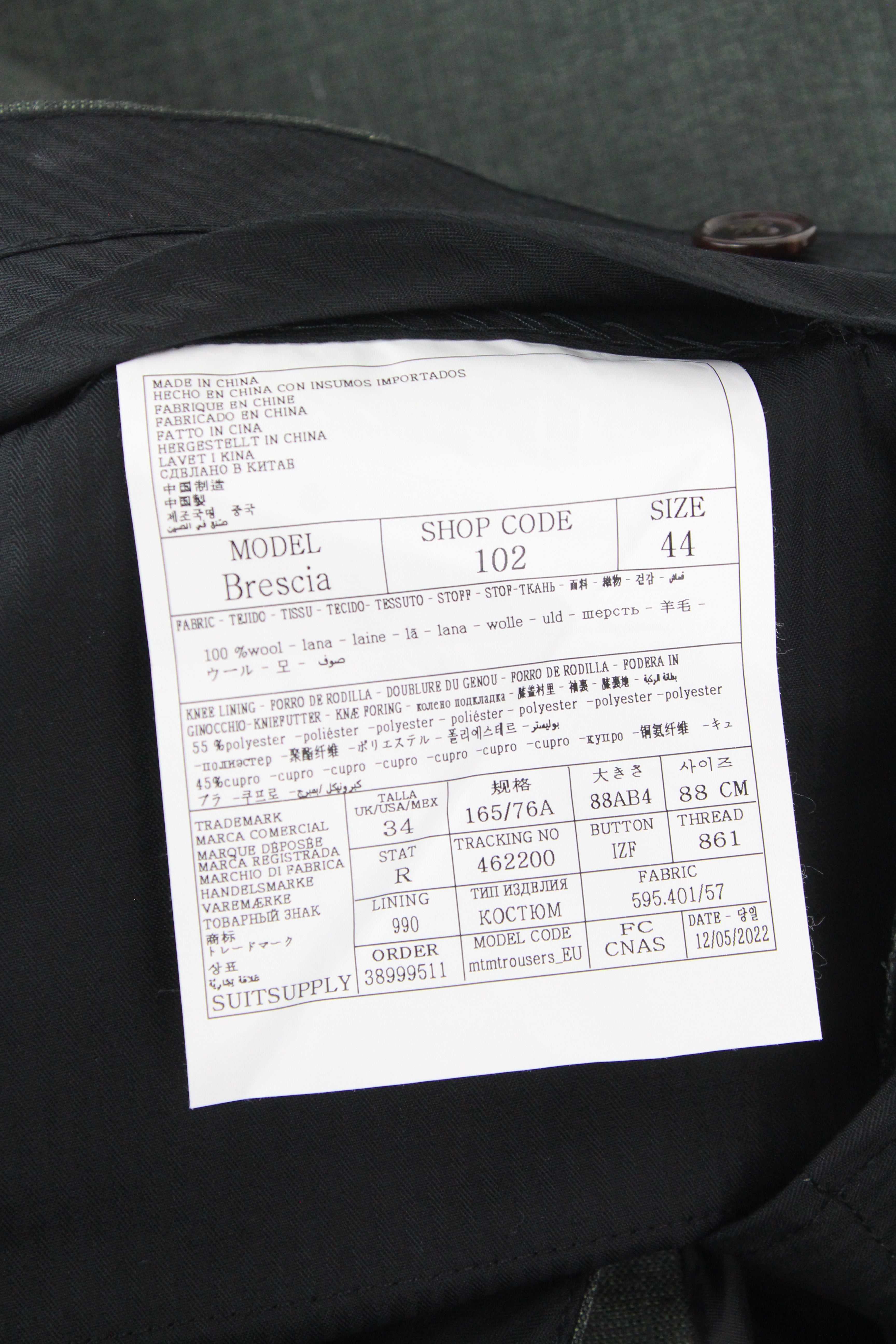 SUITSUPPLY La Spalla Men's Suit UK34R Green Half-Lined Wool Slim 2 Piece Set