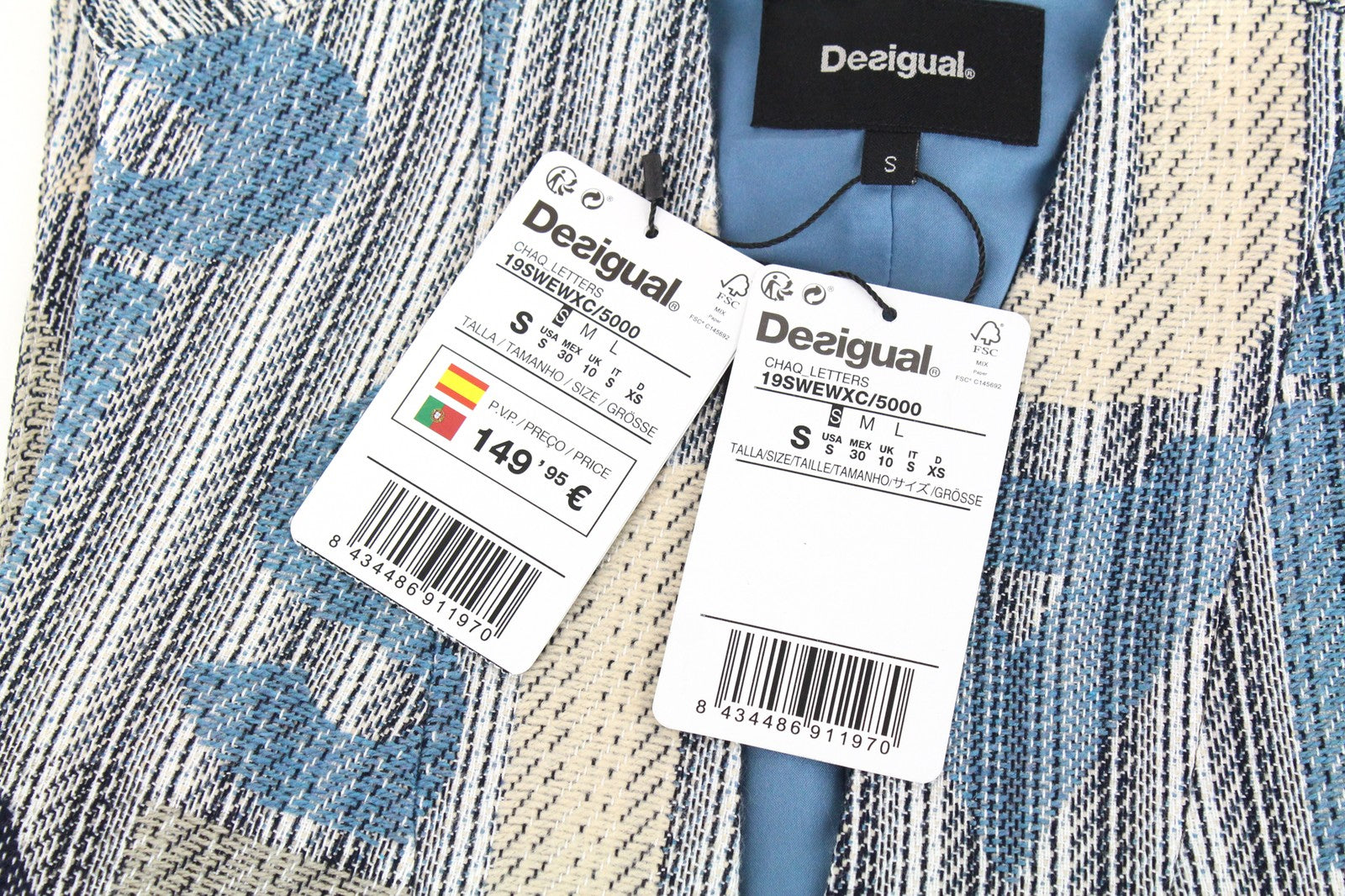 DESIGUAL Chaq Letters moteriška liemenė S dydžio abstraktaus logotipo megztinis su kišenėmis 