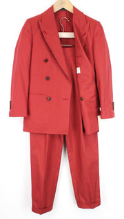 SUITSUPPLY La Spalla Boys Men's Suit UK32R Unlined Cotton Red 2 Piece Double