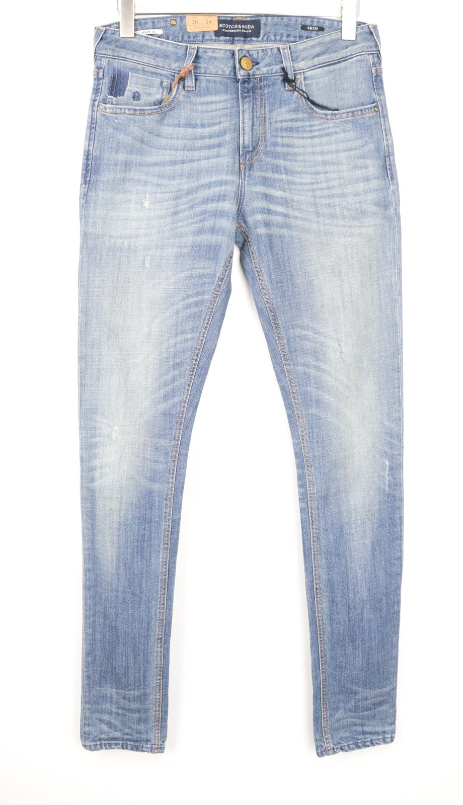 SCOTCH &amp; SODA vyriški skim džinsai W30/L34, dirbtinai tamprūs, mėlyni, part. 22 