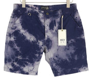 SCOTCH & SODA Men Shorts ~W32 Chino Washed Blue Pattern Button Fly Logo Casual