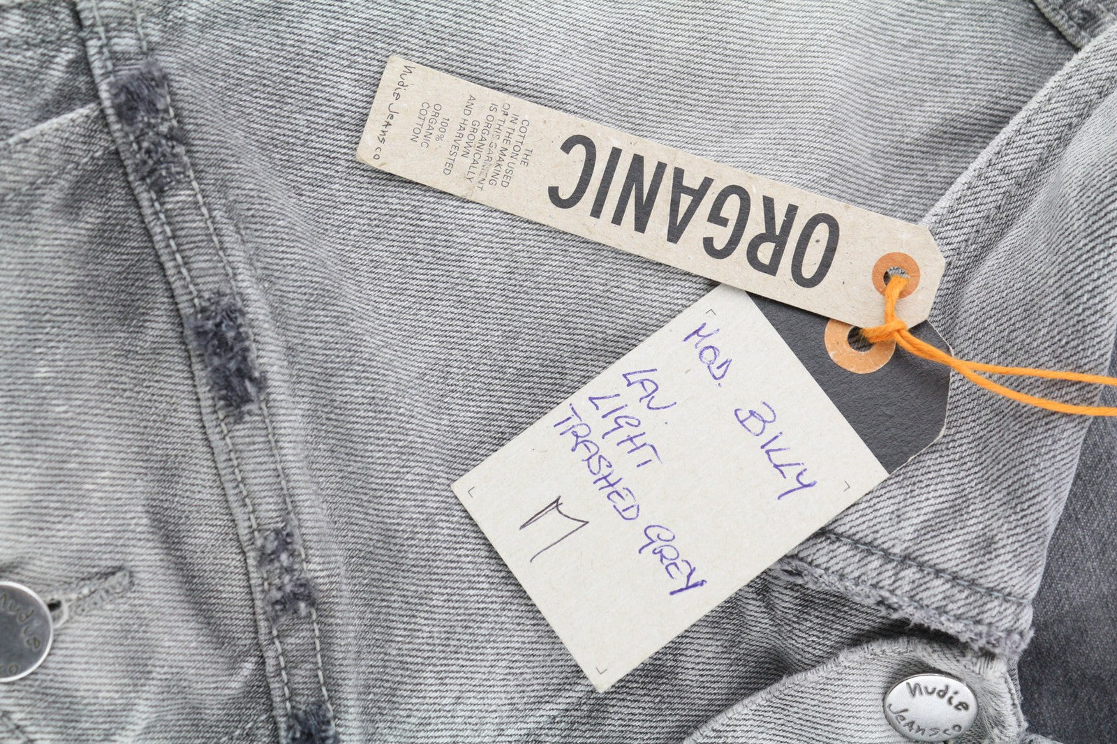 Nudie Jeans Billy Light Grey Trashed  Mens Jacket M Button Faded Polo