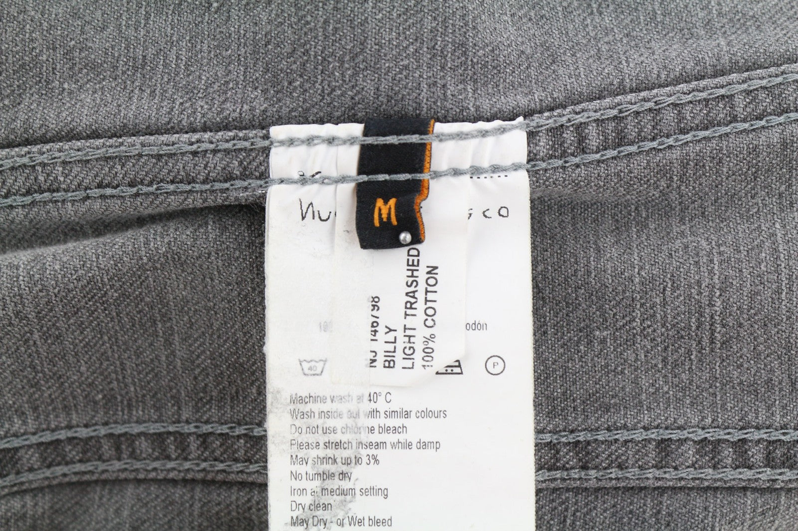 Nudie Jeans Billy Light Grey Trashed  Mens Jacket M Button Faded Polo