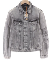 Nudie Jeans Billy šviesiai pilka trashed vyriška striukė L su išblukusiomis kišenėmis ir sagomis 