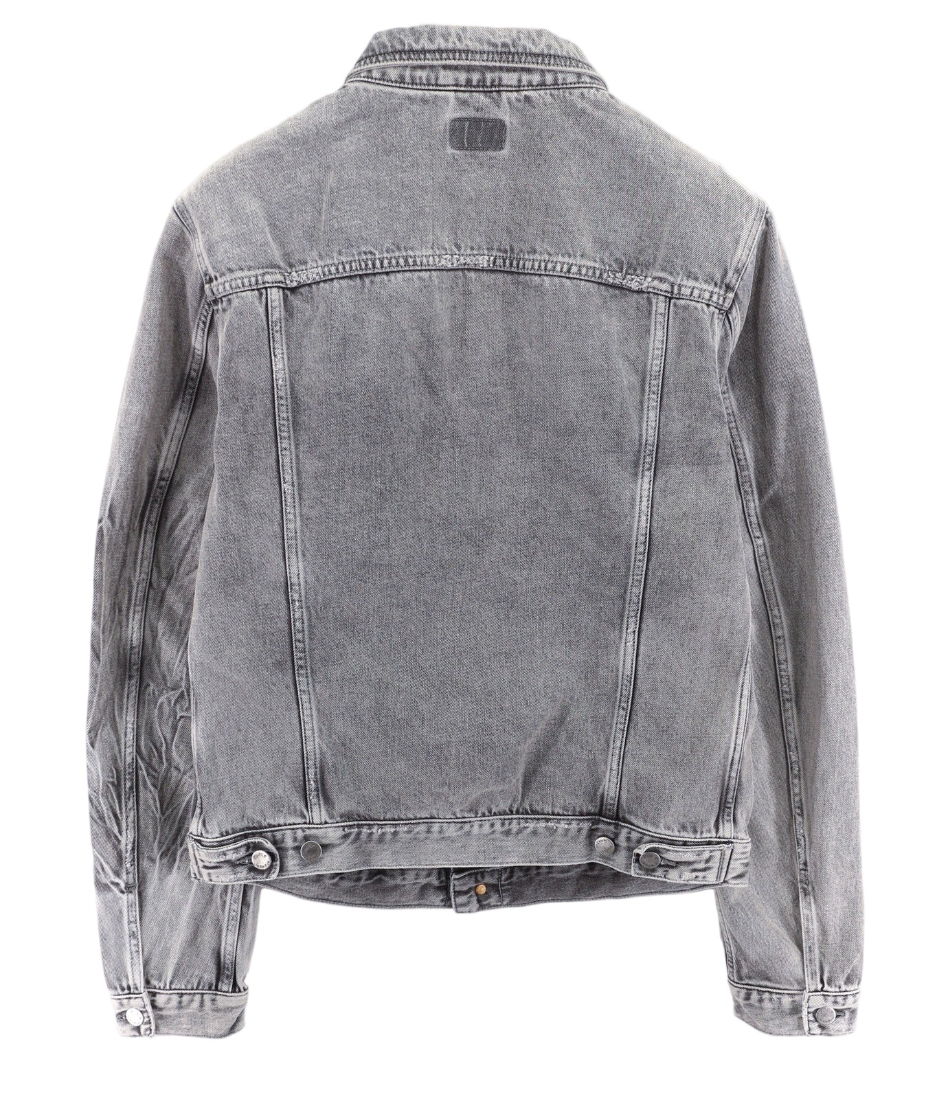 Nudie Jeans Billy šviesiai pilka trashed vyriška striukė L su išblukusiomis kišenėmis ir sagomis 