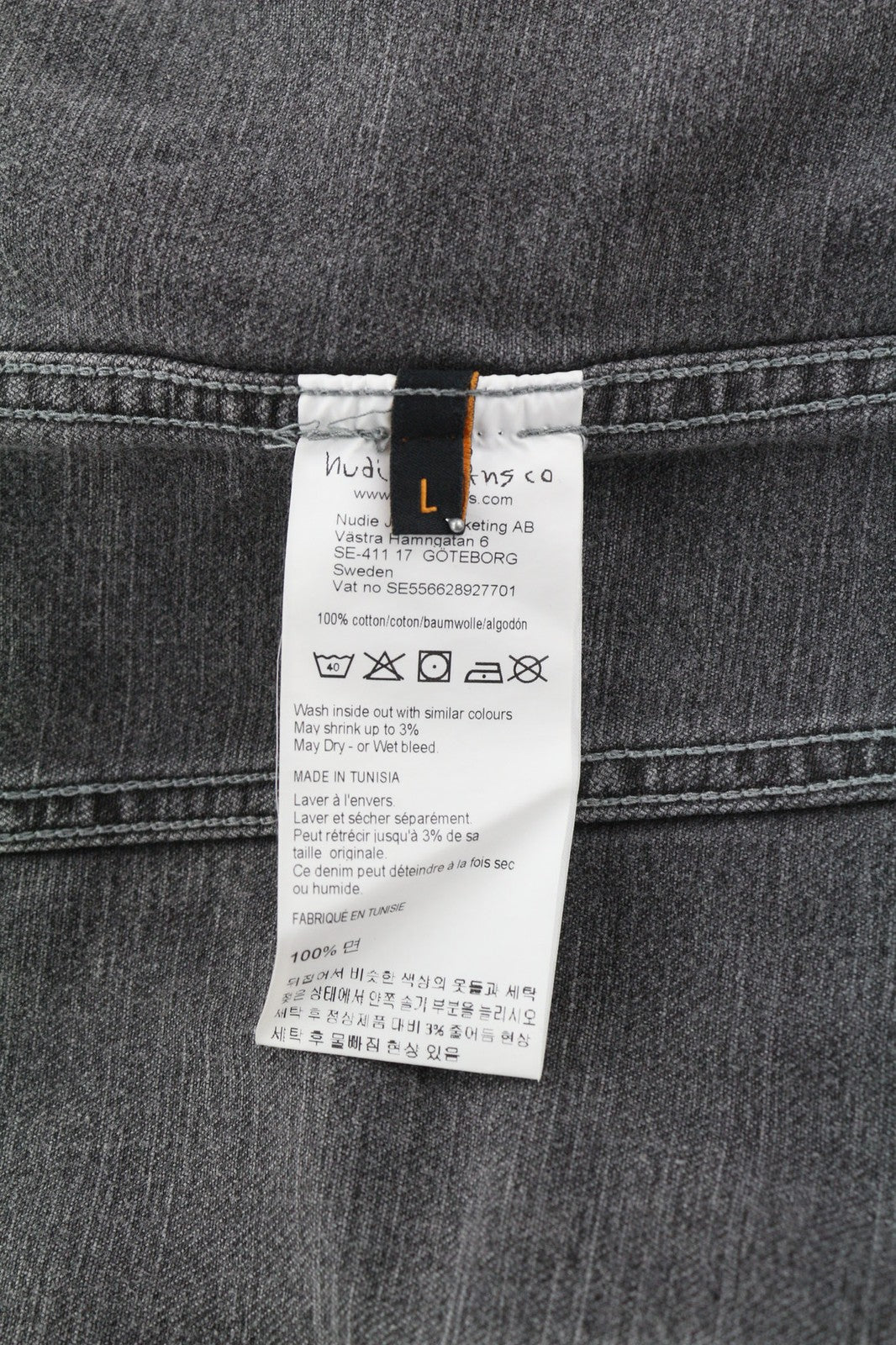 Nudie Jeans Billy šviesiai pilka trashed vyriška striukė L su išblukusiomis kišenėmis ir sagomis 