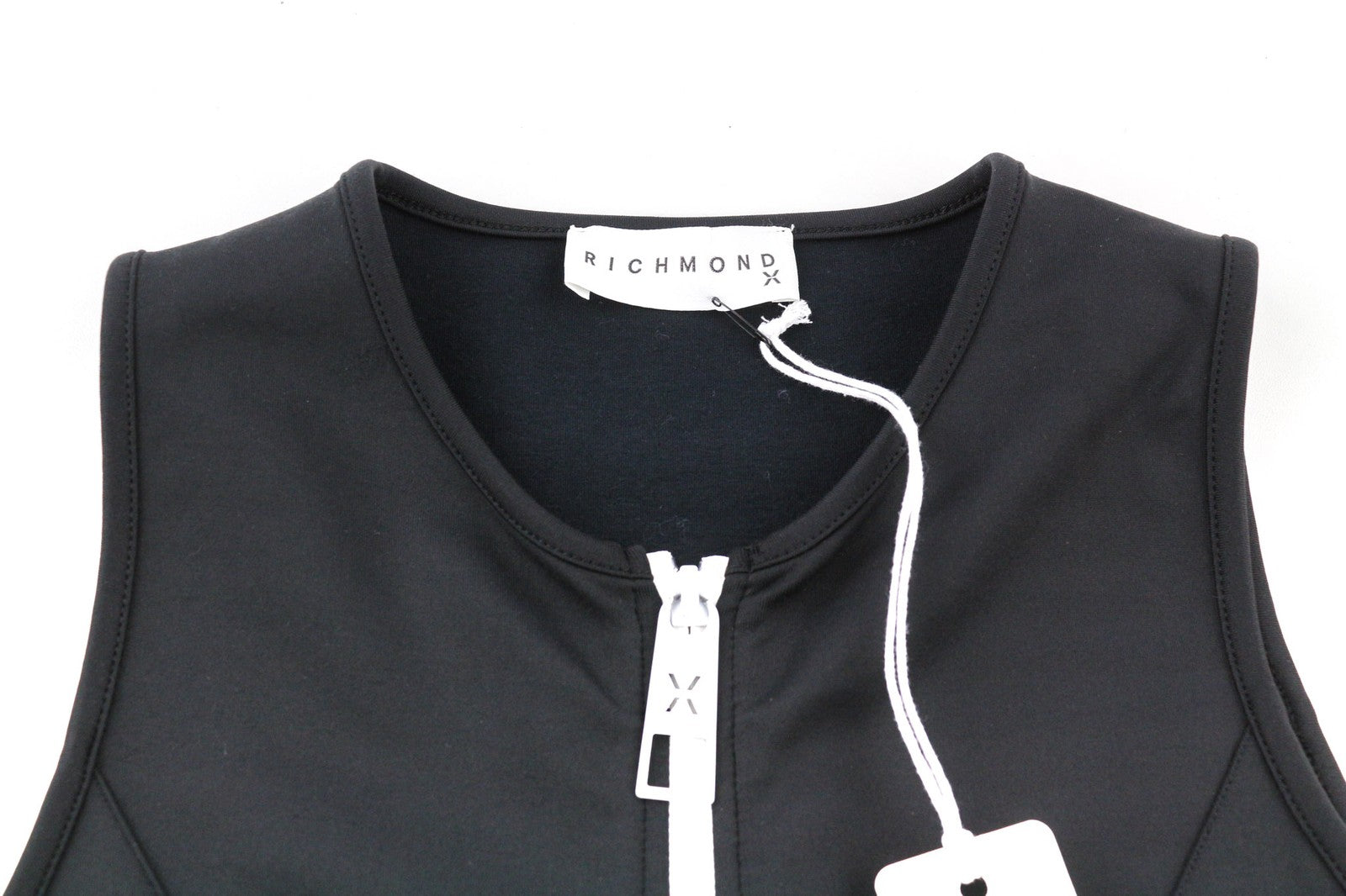 RICHMOND Fitness moteriški marškinėliai S, juodi, be rankovių, užtrauktuku, apvalia kaklo iškirpte 