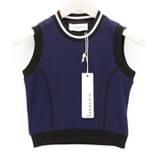 RICHMOND moteriški marškinėliai S tamsiai mėlyni be rankovių apvalios iškirptės trumpas palaidinukas be rankovių tamprūs 