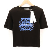 JOHN RICHMOND moteriški marškinėliai S juodi trumpomis rankovėmis su pečių pagalvėlėmis 