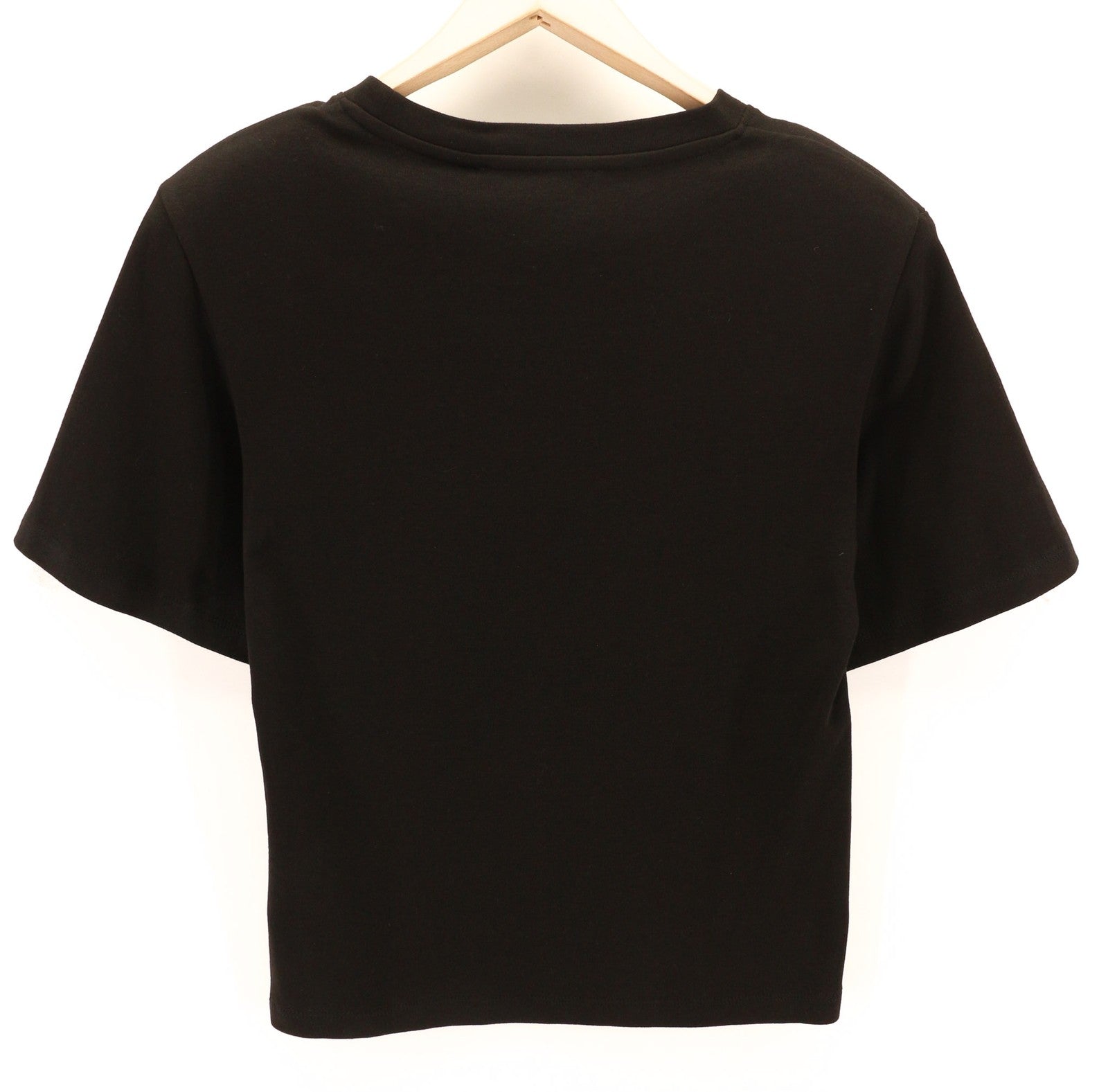 JOHN RICHMOND moteriški marškinėliai S juodi trumpomis rankovėmis su pečių pagalvėlėmis 