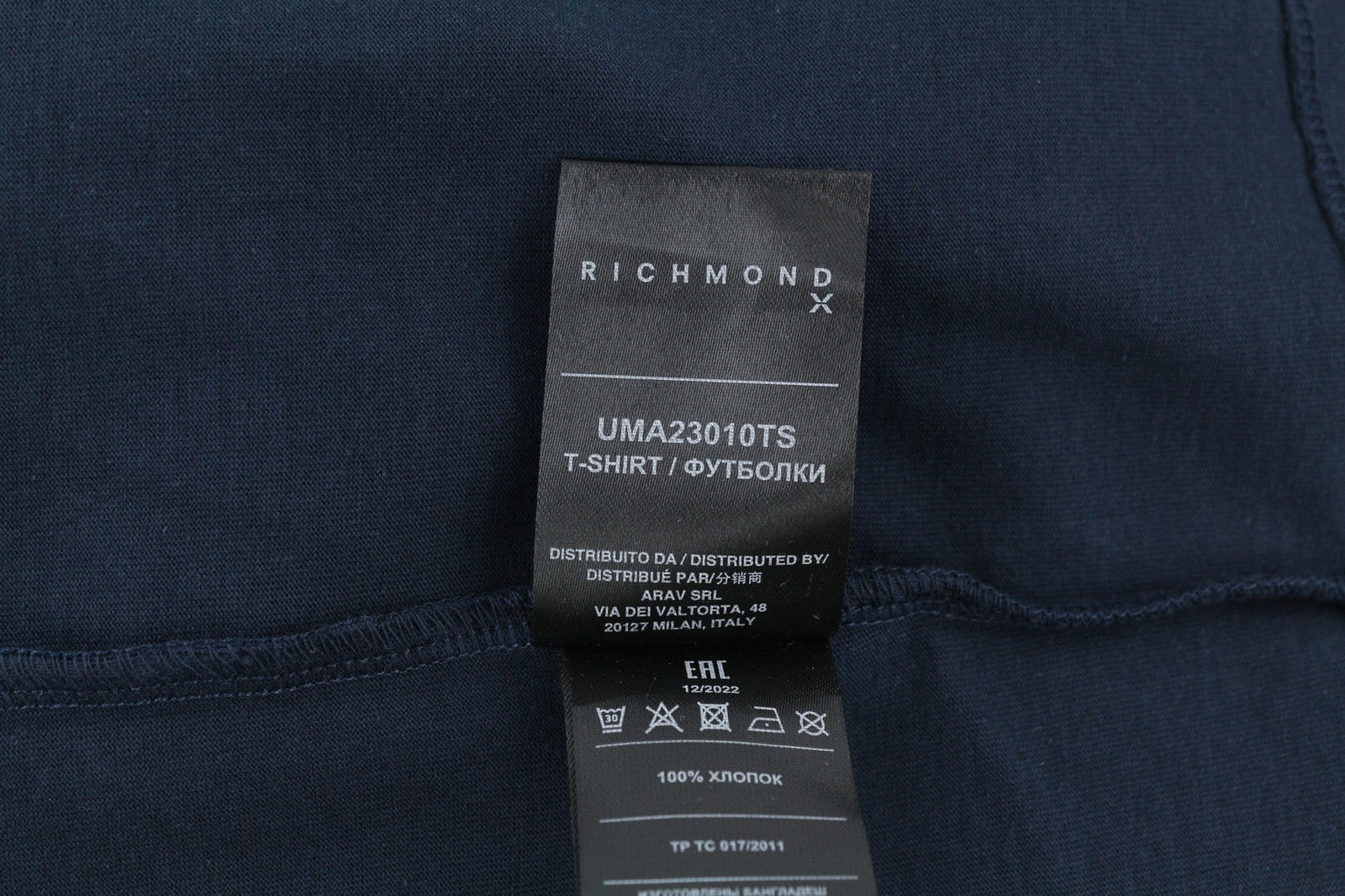 RICHMOND vyriški marškinėliai trumpomis rankovėmis, tamsiai mėlyni, balti, visiems metų laikams 