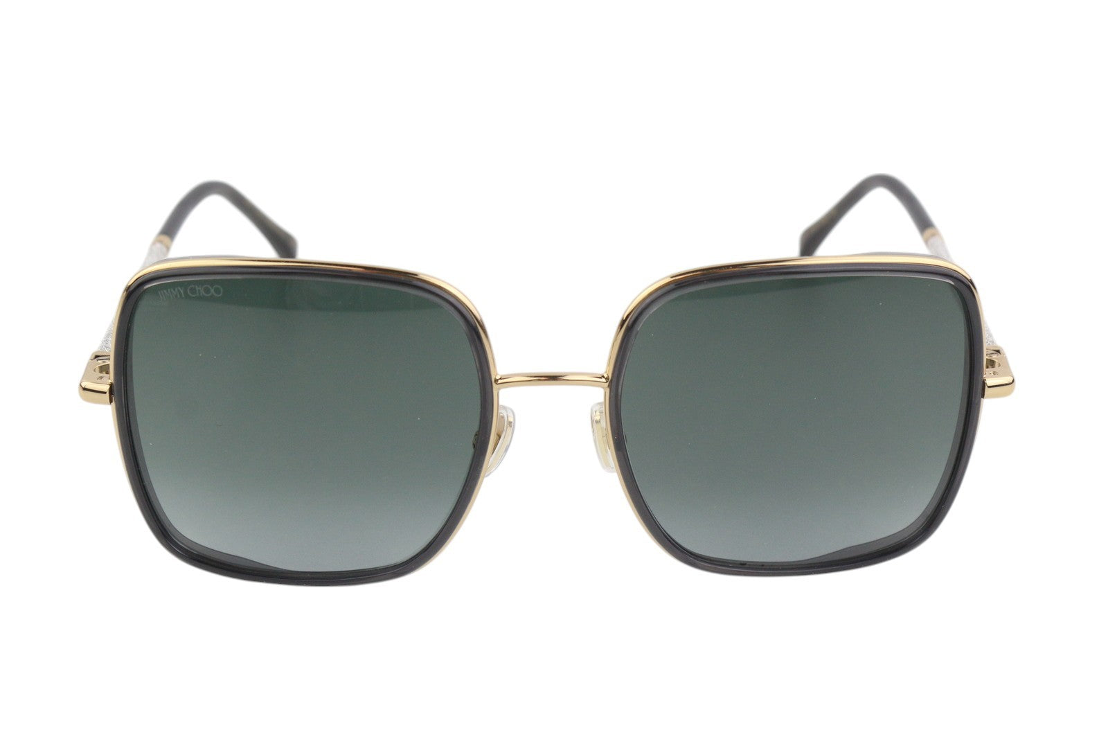 JIMMY CHOO Jayla/S moteriški akiniai nuo saulės, VIENO DYDŽIO, tonuoti blizgučiai, aukso atspalvis, rekomenduojama kaina – 349 € 