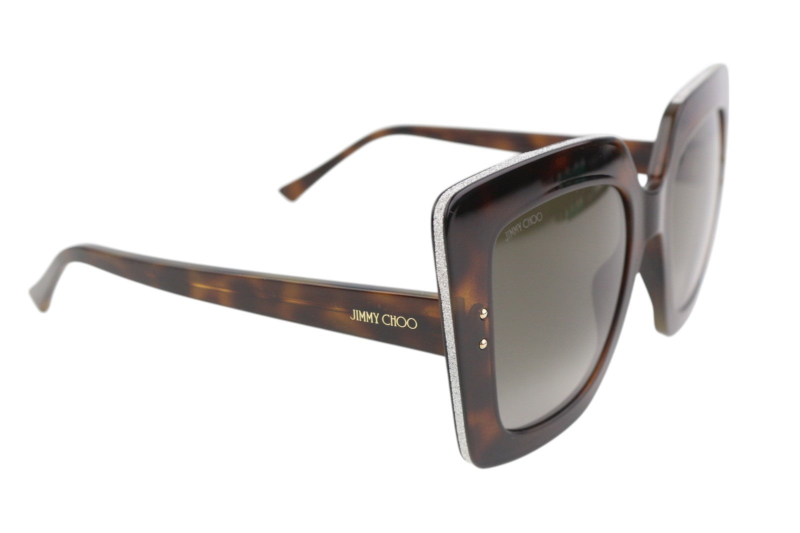 JIMMY CHOO Auri/G/S moteriški akiniai nuo saulės, VIENO DYDŽIO, tonuoti, blizgantys gyvūnų raštai, rekomenduojama kaina – 349 € 