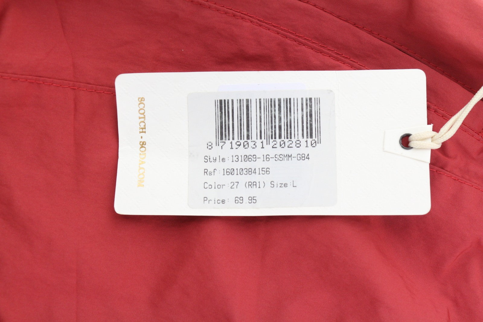 SCOTCH & SODA Men Swimwear L Red Elastic Drawstring Waist Mesh Lined Pockets