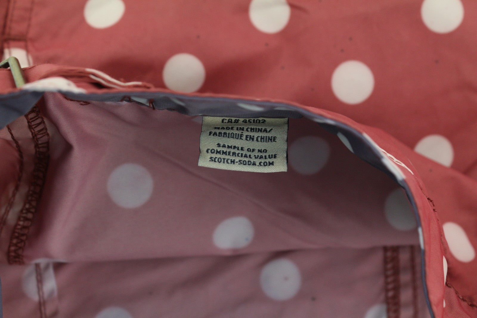 SCOTCH &amp; SODA vyriški maudymosi kostiumėliai ~W34 tamsiai raudoni taškuoti rašto užtrauktukai, kišenės su logotipu 