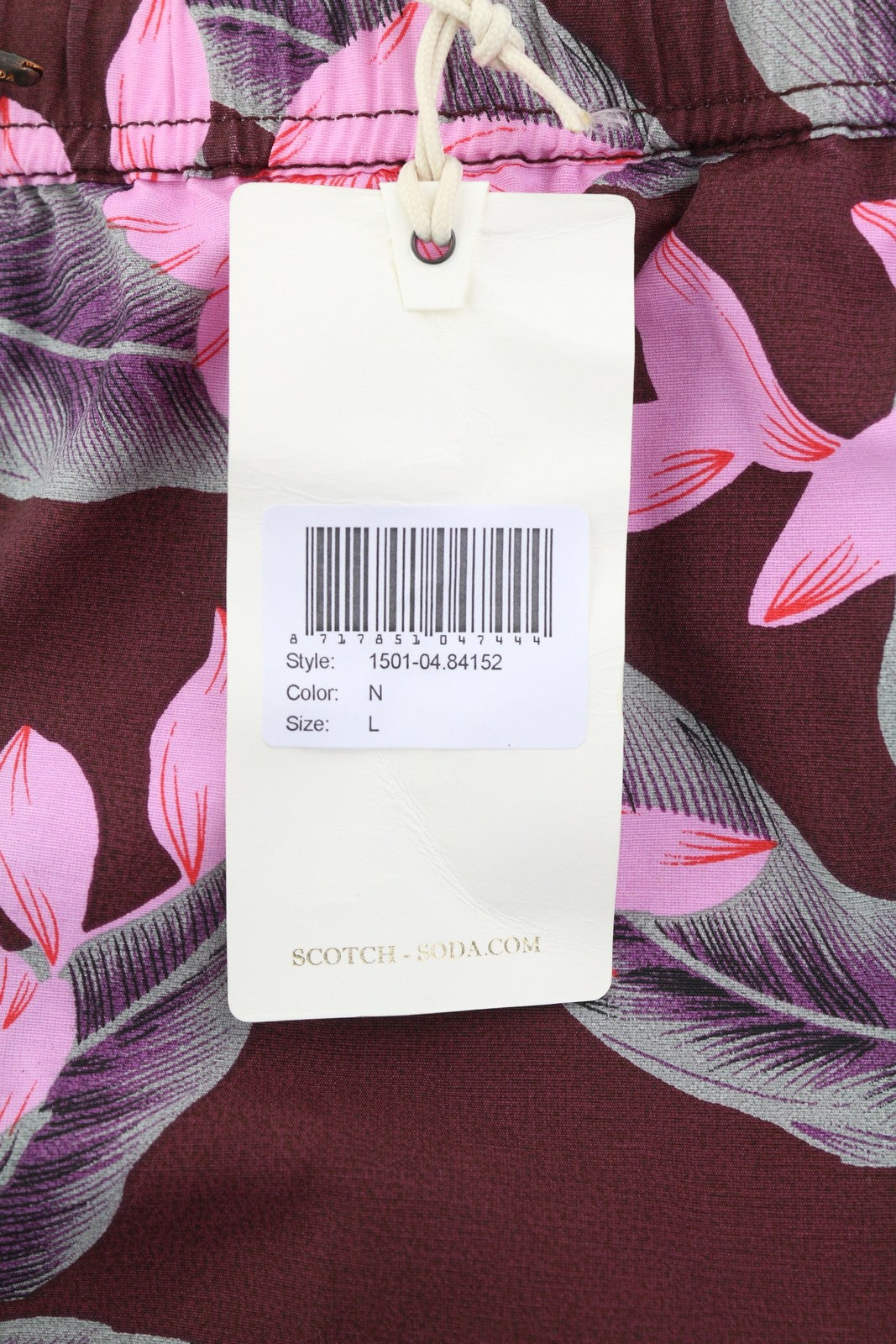 SCOTCH &amp; SODA vyriški maudymosi kostiumėliai L dydžio, bordo spalvos, gėlių rašto, su elastingu juosmeniu, tinklelio pamušalu. 