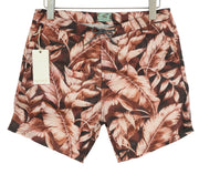 SCOTCH &amp; SODA vyriški maudymosi kostiumėliai L dydžio, violetiniai, lapų rašto, užtrauktuku, raišteliu juosmenyje. 