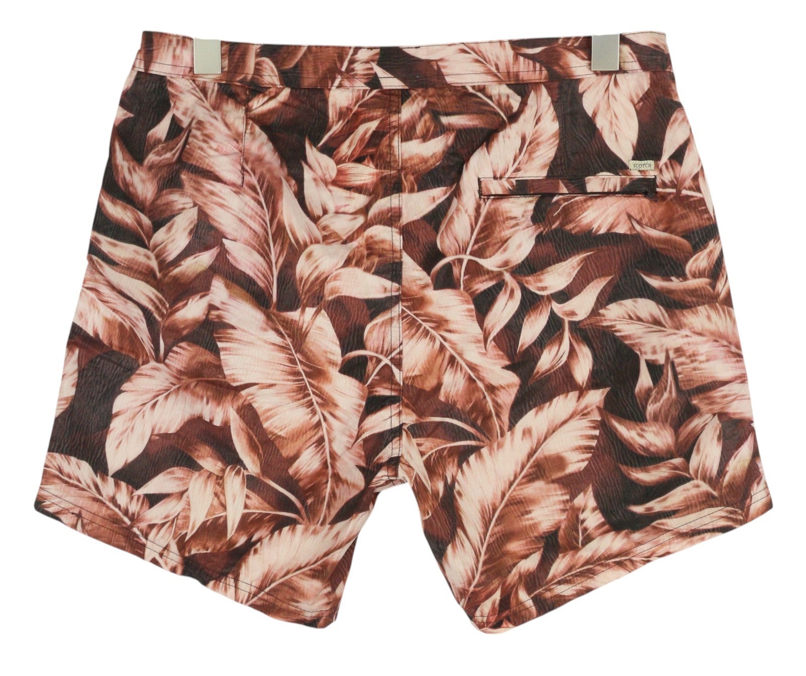 SCOTCH & SODA Men Swimwear M Purple Leaf Patterned Zip Fly Drawstring Waist