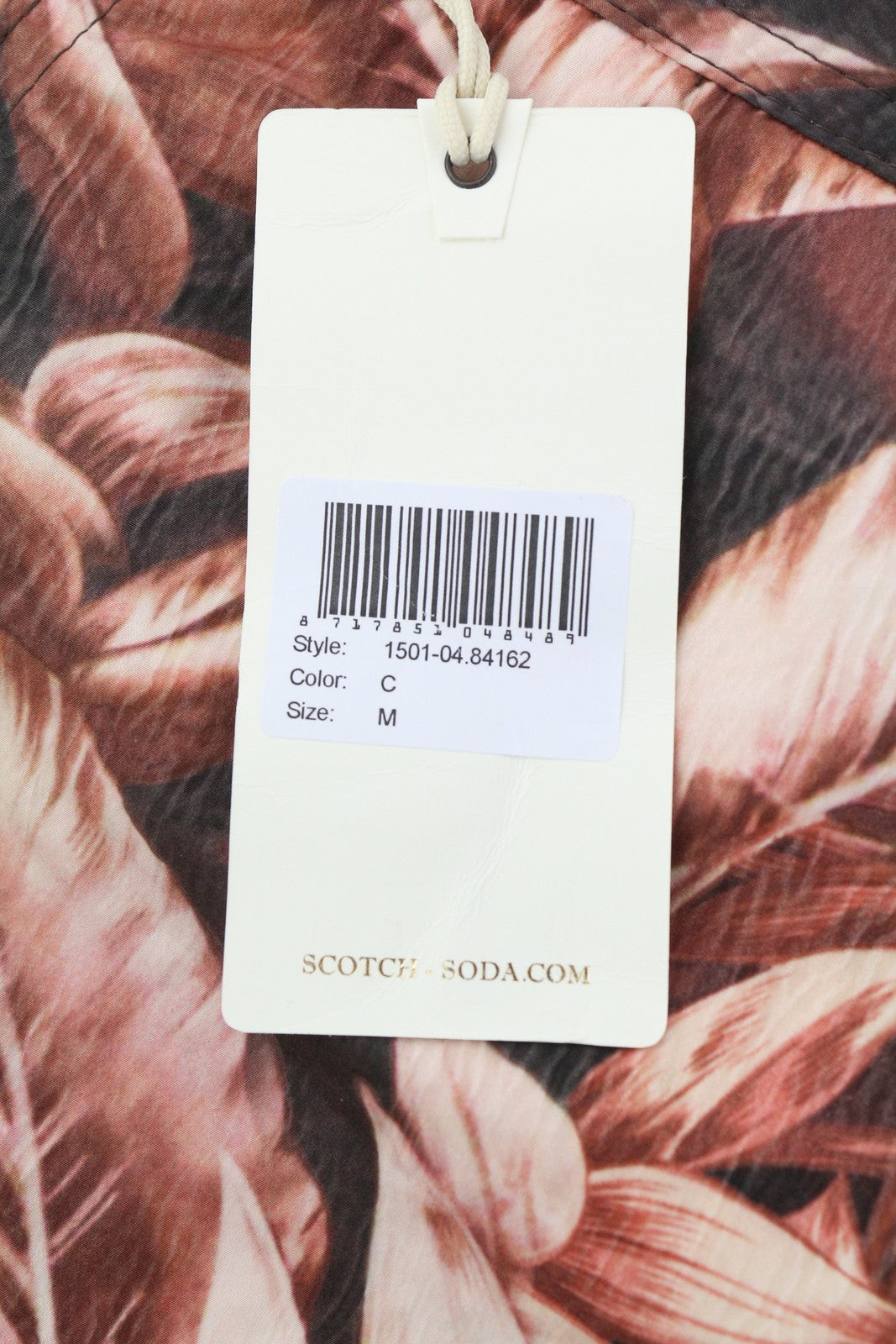 SCOTCH & SODA Men Swimwear M Purple Leaf Patterned Zip Fly Drawstring Waist