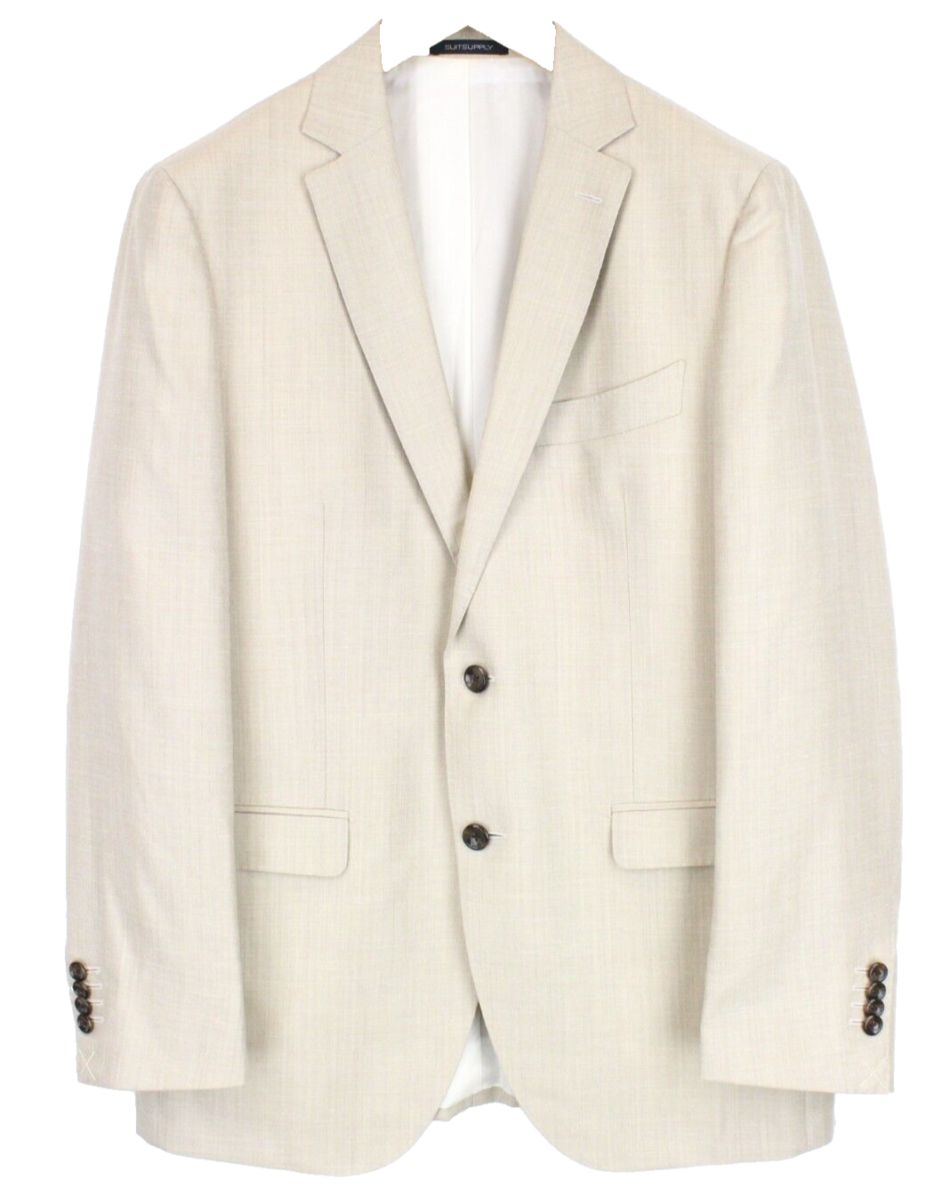 SUITSUPPLY La Spalla Mens Suit UK40R Beige 3 Pc Wool Silk Linen Herringbone