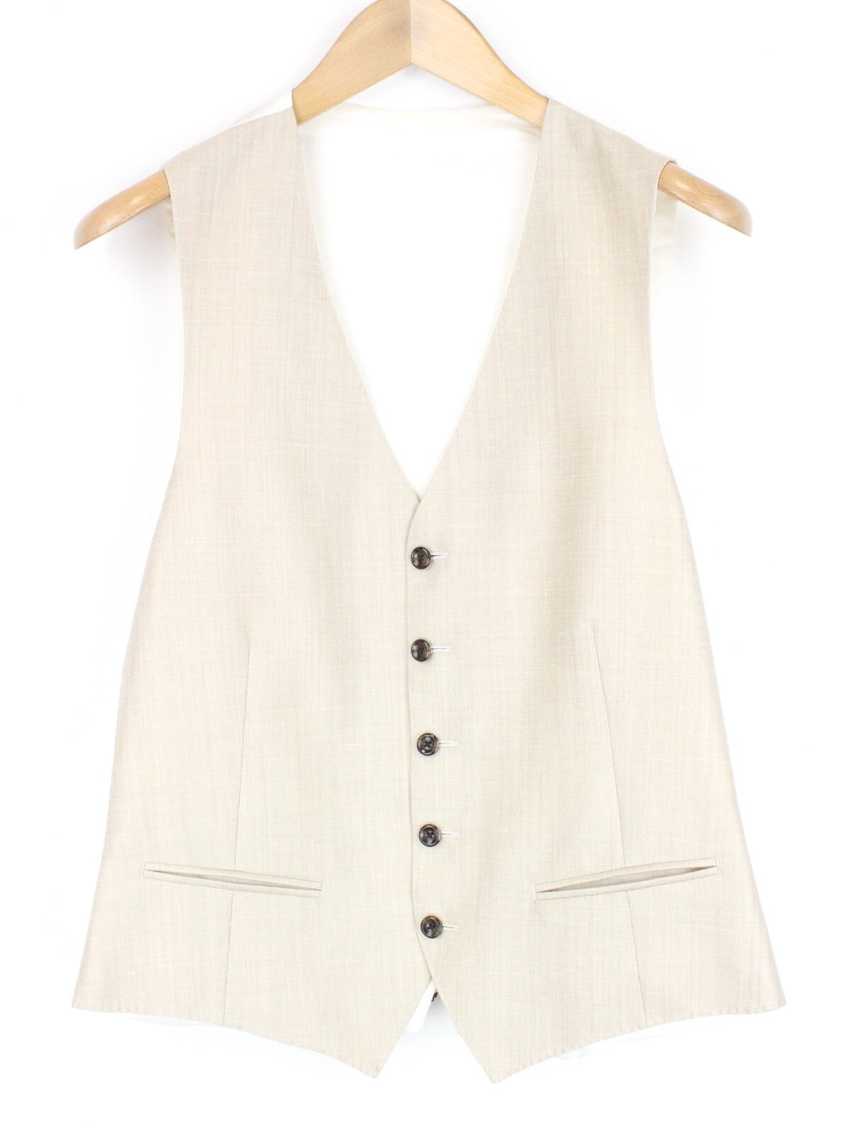 SUITSUPPLY La Spalla Mens Suit UK40R Beige 3 Pc Wool Silk Linen Herringbone