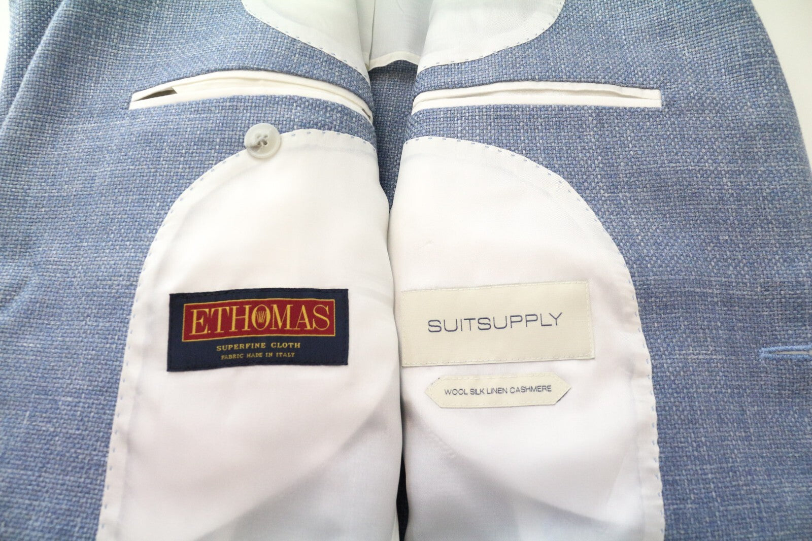 SUITSUPPLY Havana vyriškas švarkas UK36R mėlynas plonas vilnos, šilko, lino, kašmyro melanžo audinys 