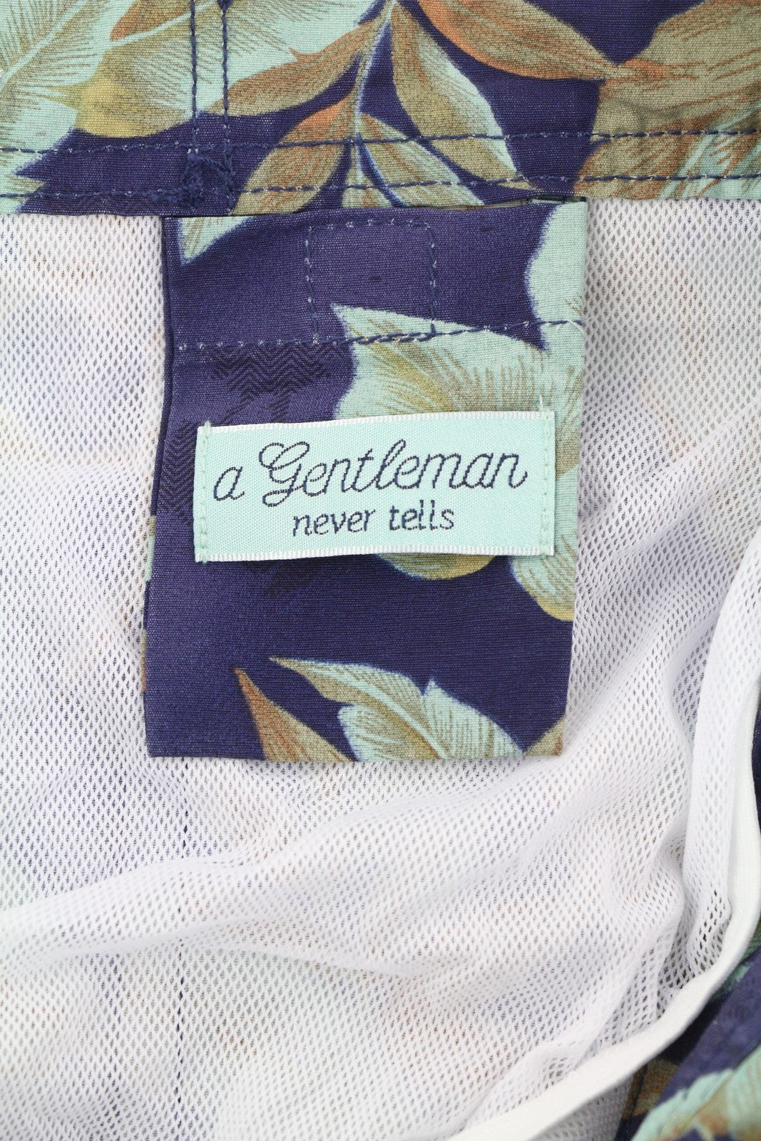 SCOTCH & SODA Men Swimwear S Blue Leaf Pattern Mesh Lined Drawstring Waist Logo