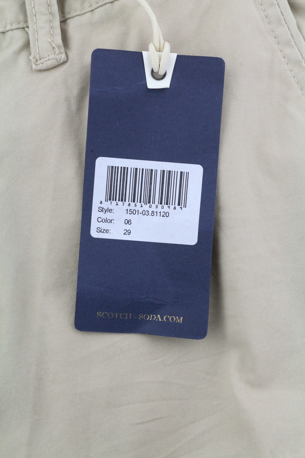 SCOTCH & SODA Men Shorts W29 Beige Cargo Zip 5-Design Pockets Logo Zip Casual