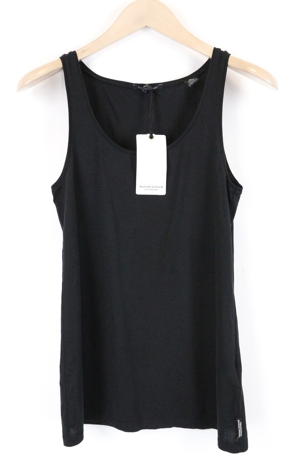 MAISON SCOTCH Womens Tank Top XS Black  Round Neck Sleeveless Basic