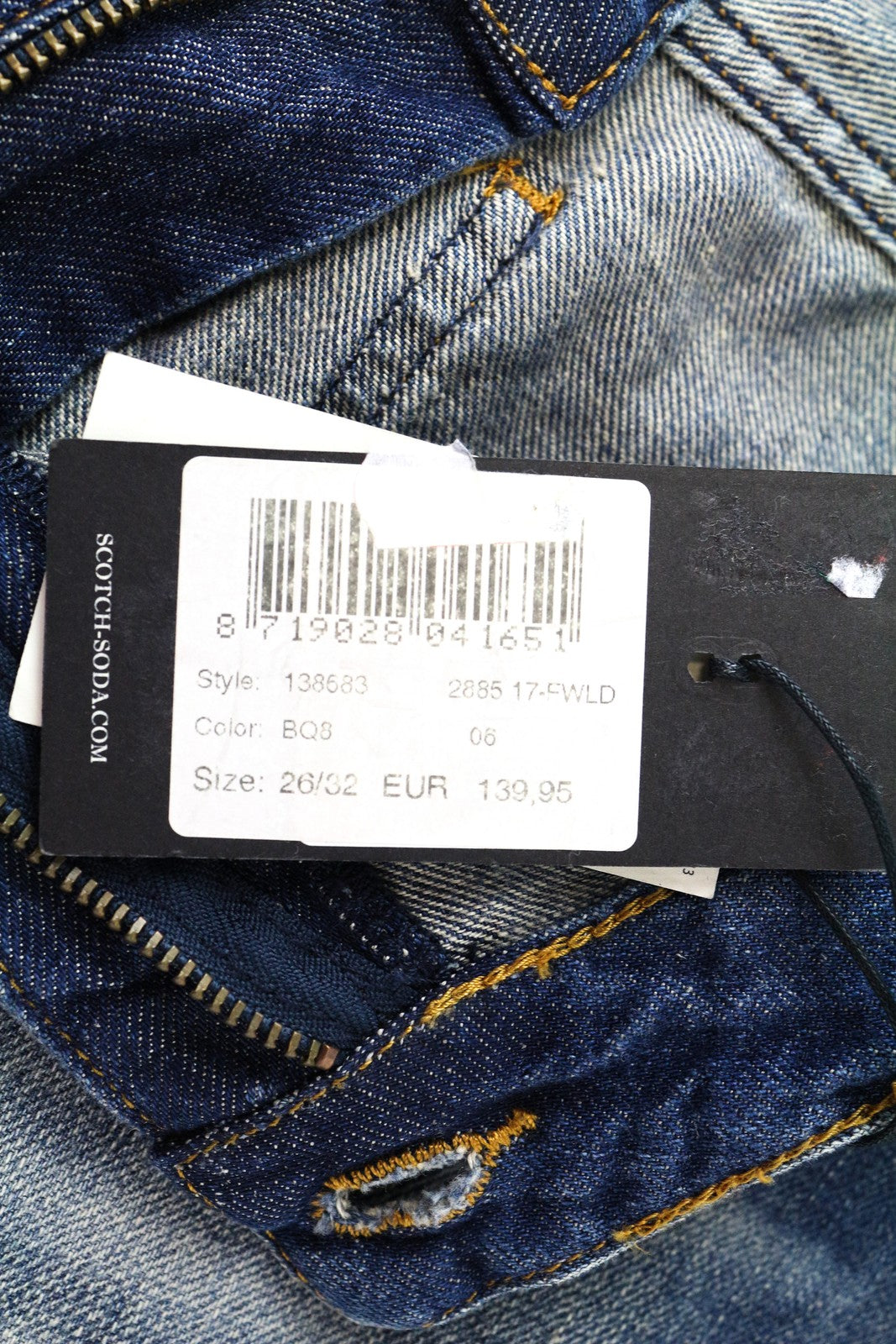 SCOTCH &amp; SODA moteriški džinsai W26/L32 mėlyni Bandit Tapered, dirbtinio apnašų rašto 