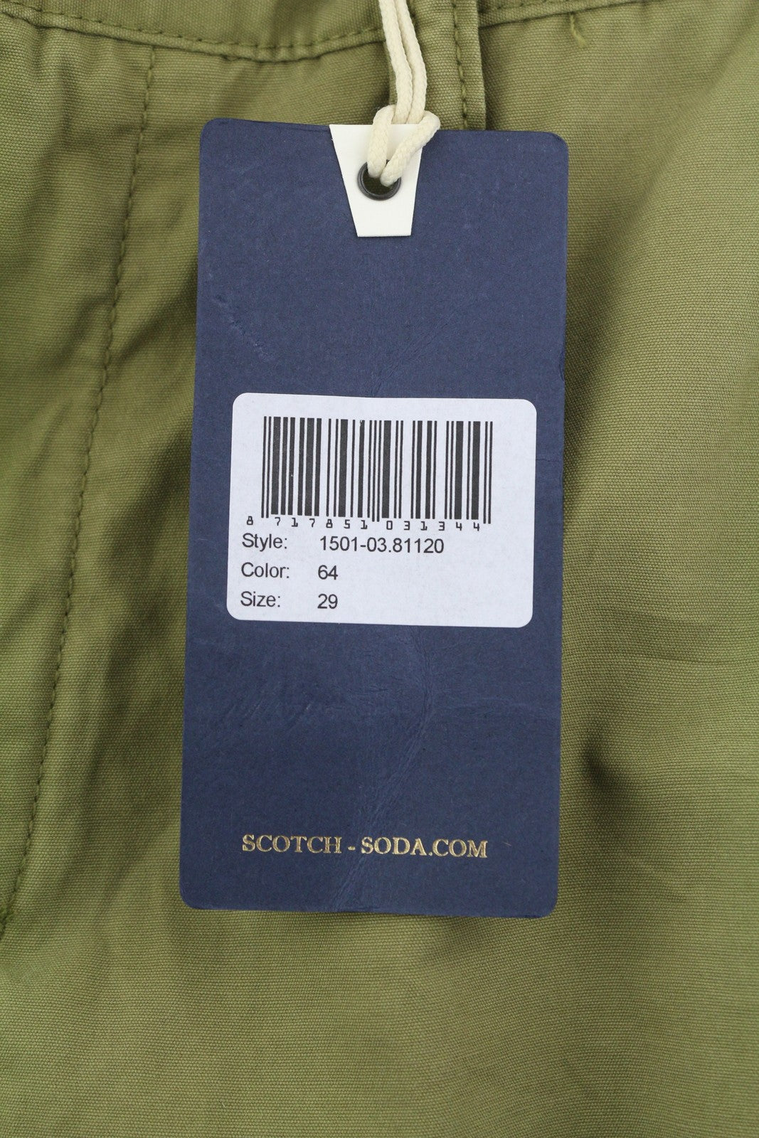 SCOTCH & SODA Men Shorts W29 Khaki Green Cargo Zip 5-Design Pockets Logo Casual